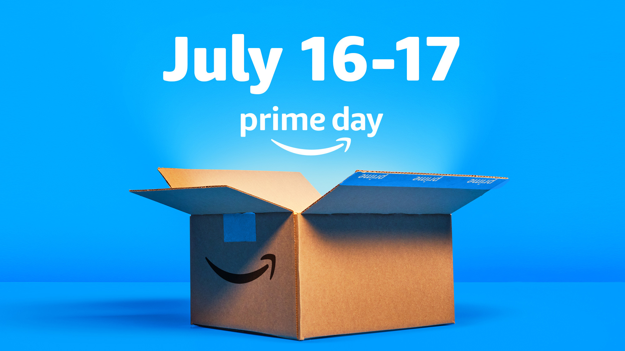 תאריכי אמזון Prime Day מוצגים מעל תיבת אמזון