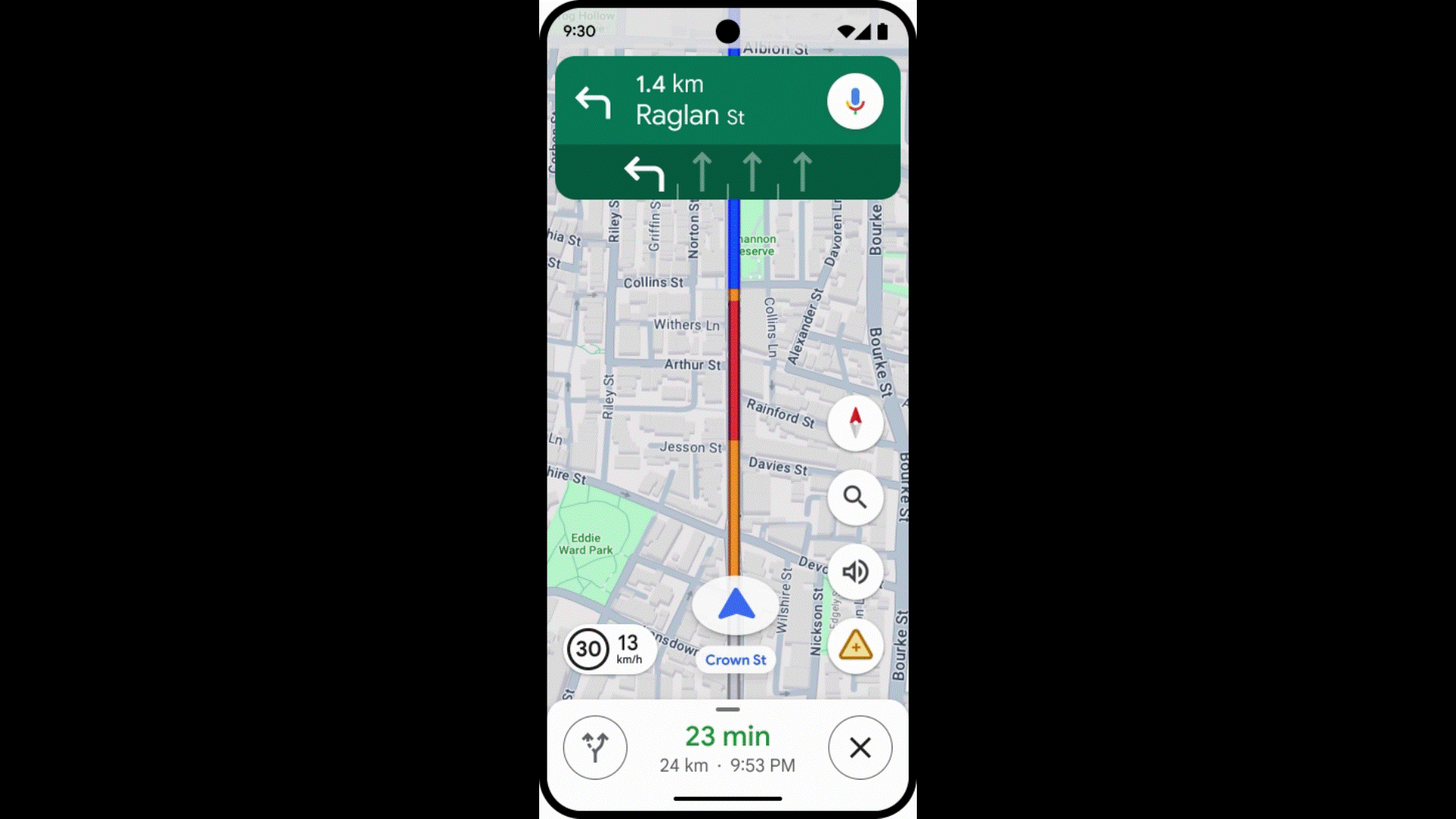 מפות Google עם אנימציית GIF המדווחת על אירועי Waze.