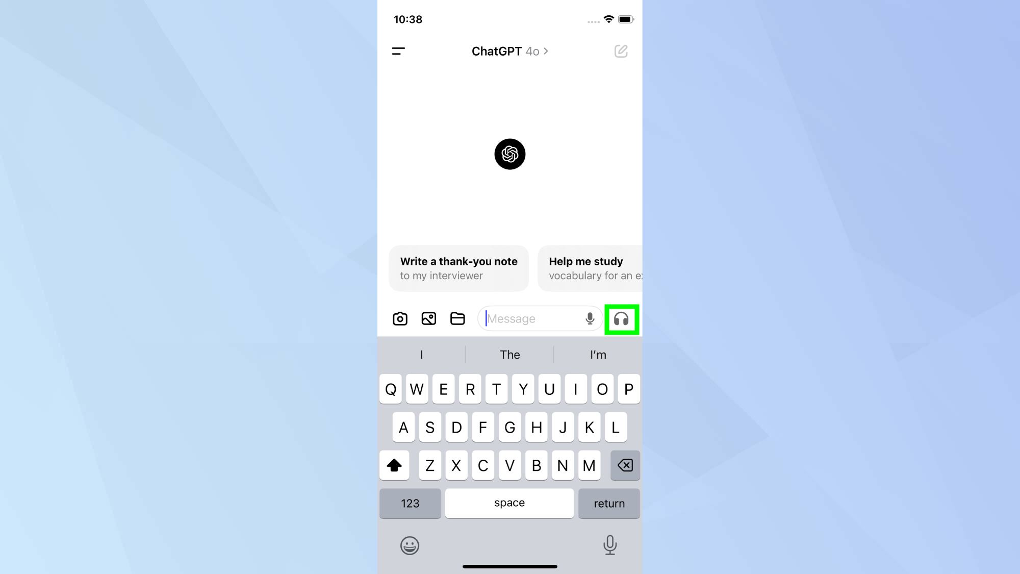 סמל אוזניות קול Chatgpt מודגש