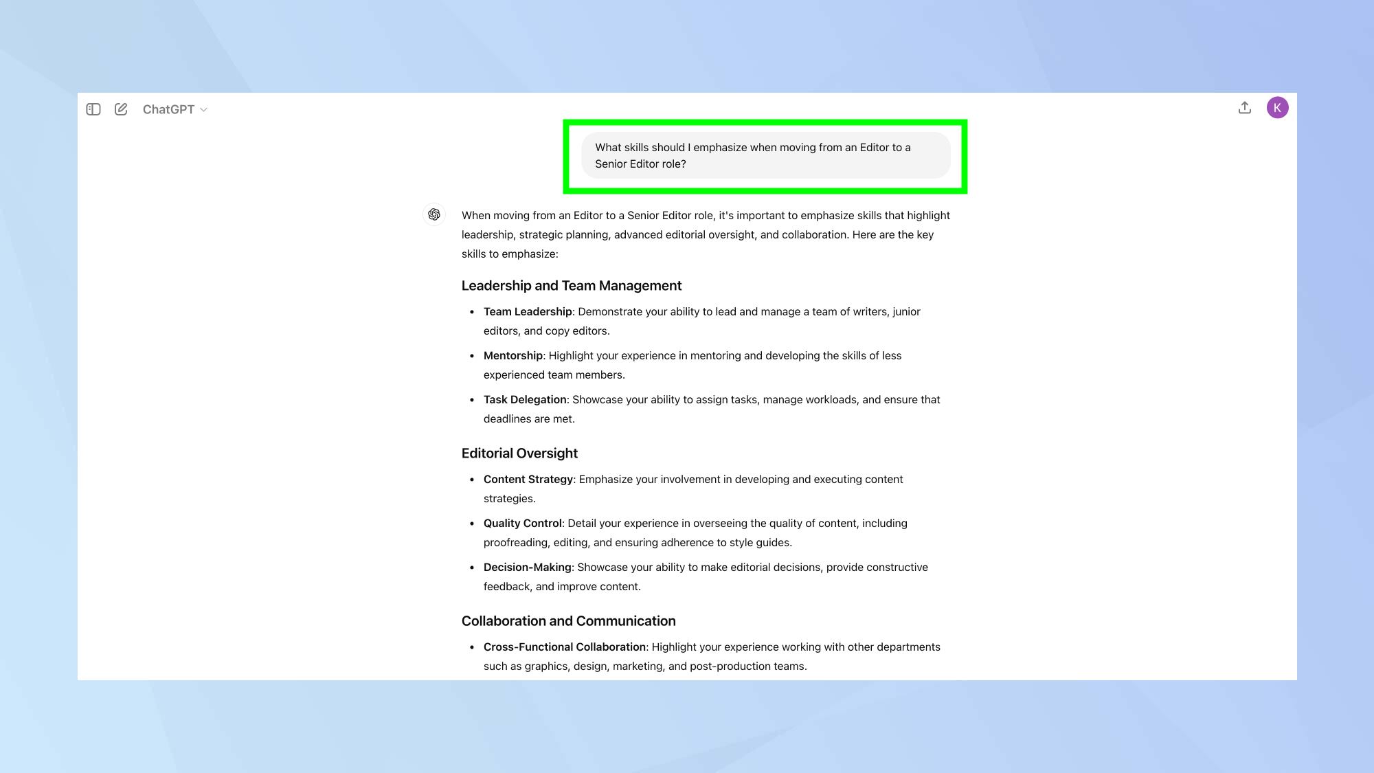 כישורי קורות חיים של ChatGPT