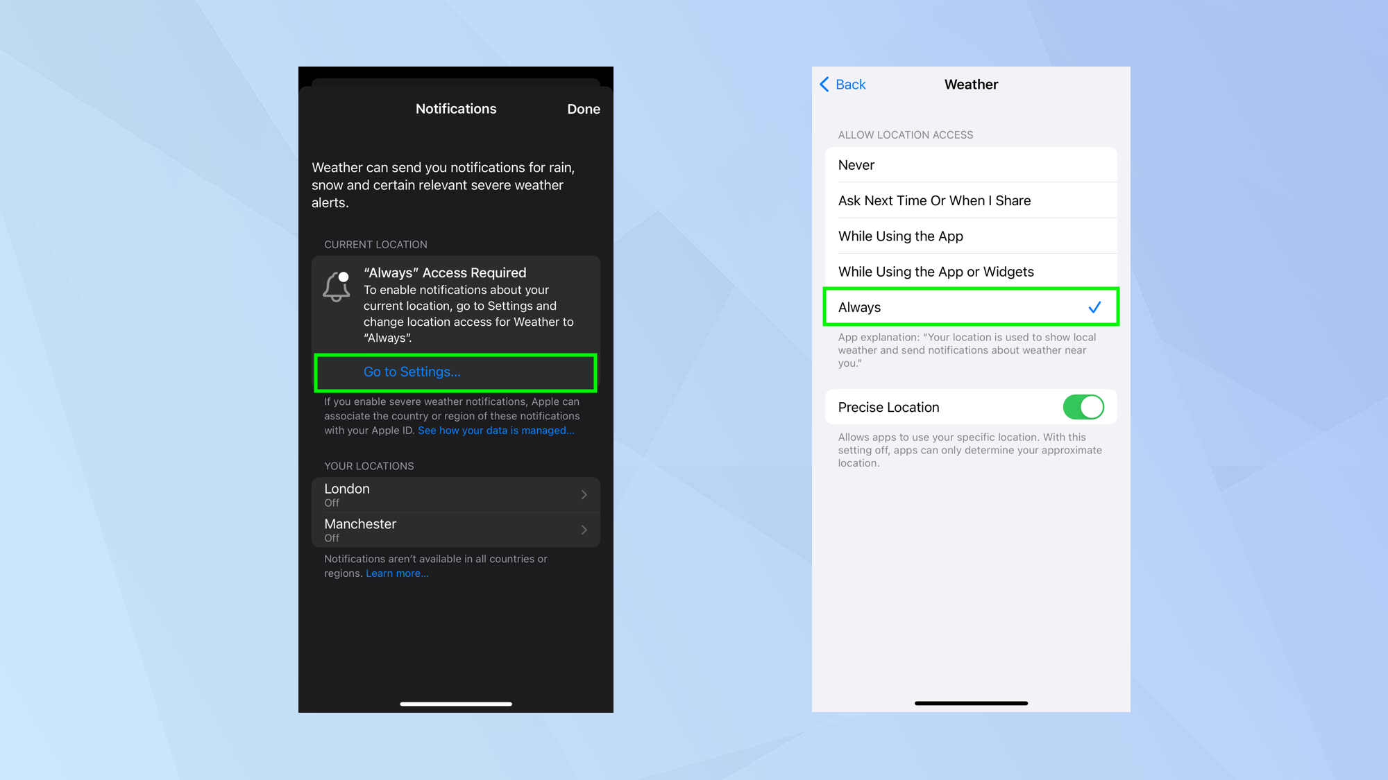 כיצד להגדיר התראות גשם באפליקציית מזג האוויר של אפל