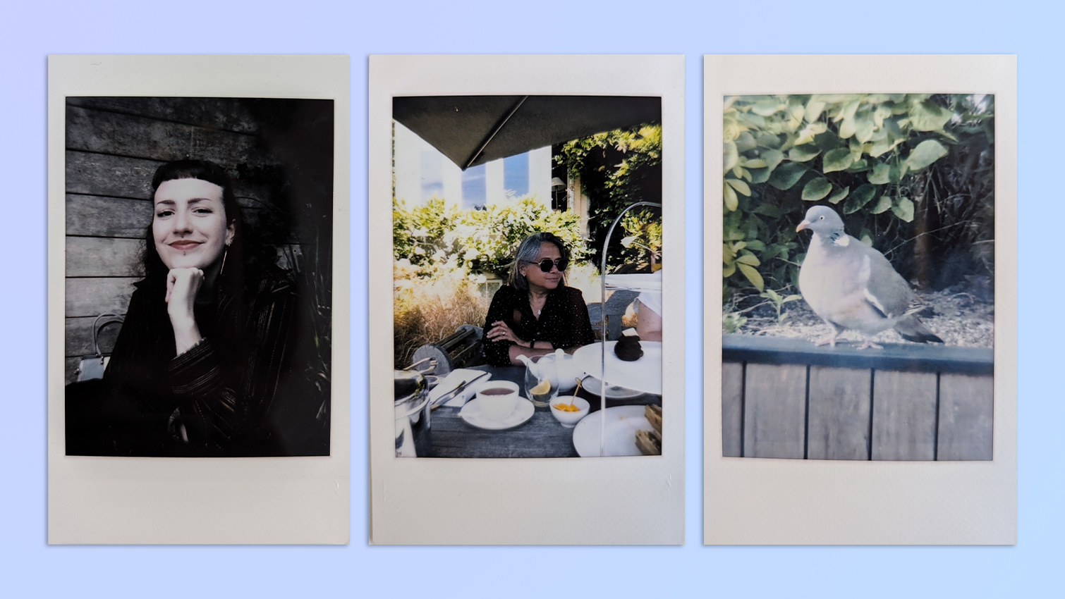 אוסף תמונות שצולמו עם מצלמת Fujifilm Instax mini LiPlay 2 ב-1 בצבע ירוק matcha