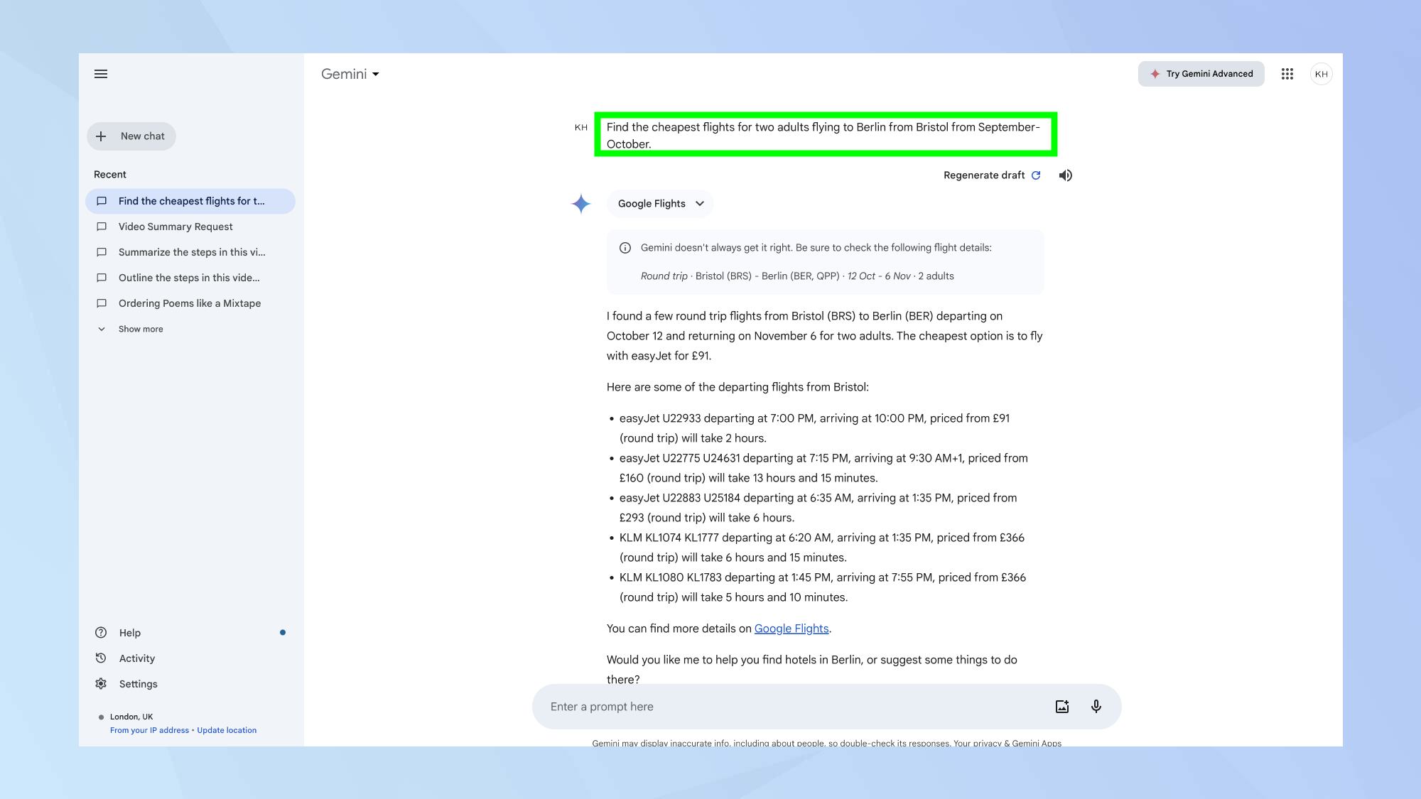 טיסות זולות של ג'מיני מזמינות
