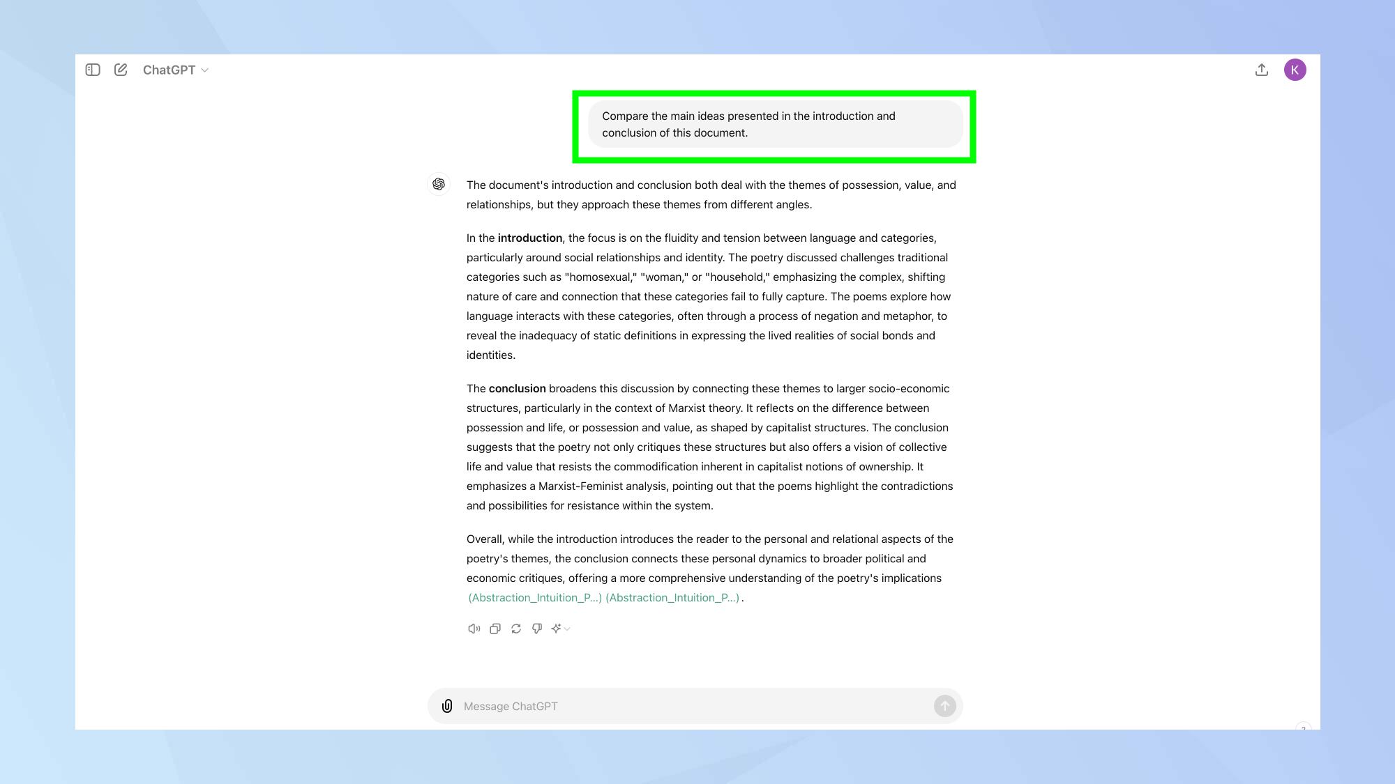 בקשת ניתוח נוספת של ChatGPT 