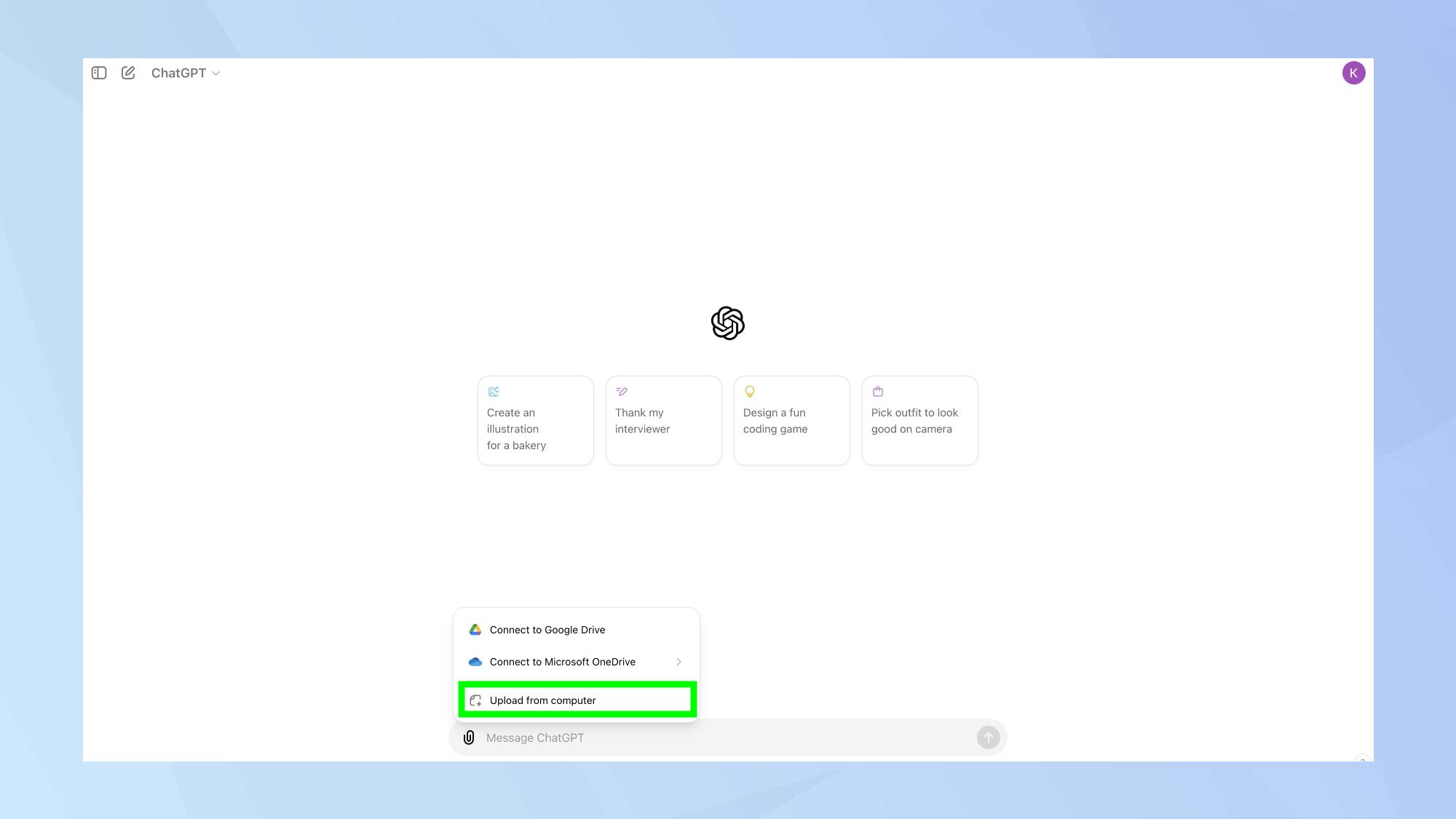קבצים מצורפים של ChatGPT 