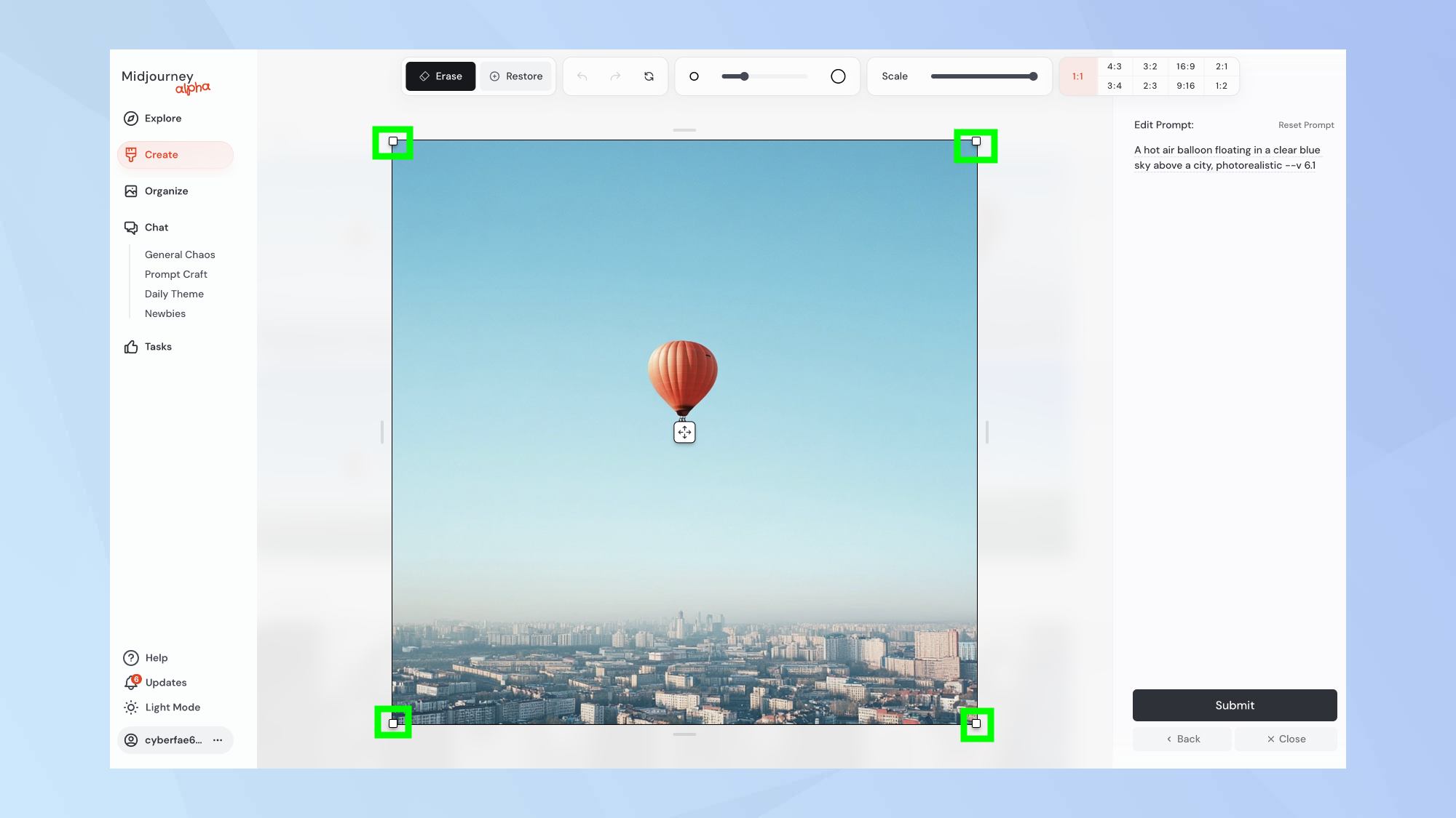 עורך Midjourney התאם תמונה