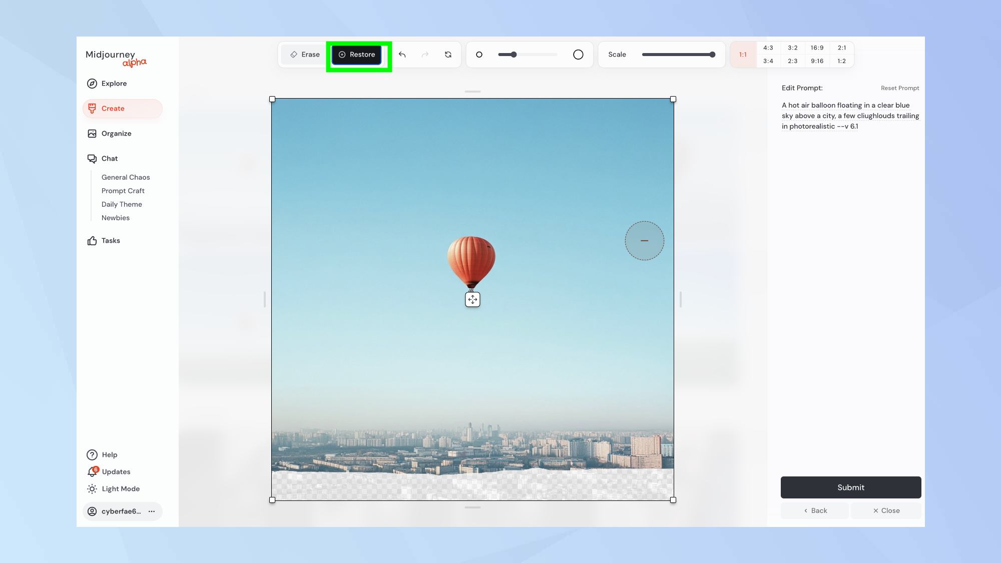 שחזור עורך Midjourney