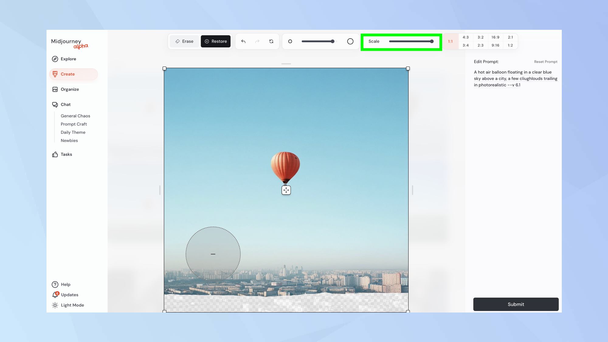 סולם עורך Midjourney
