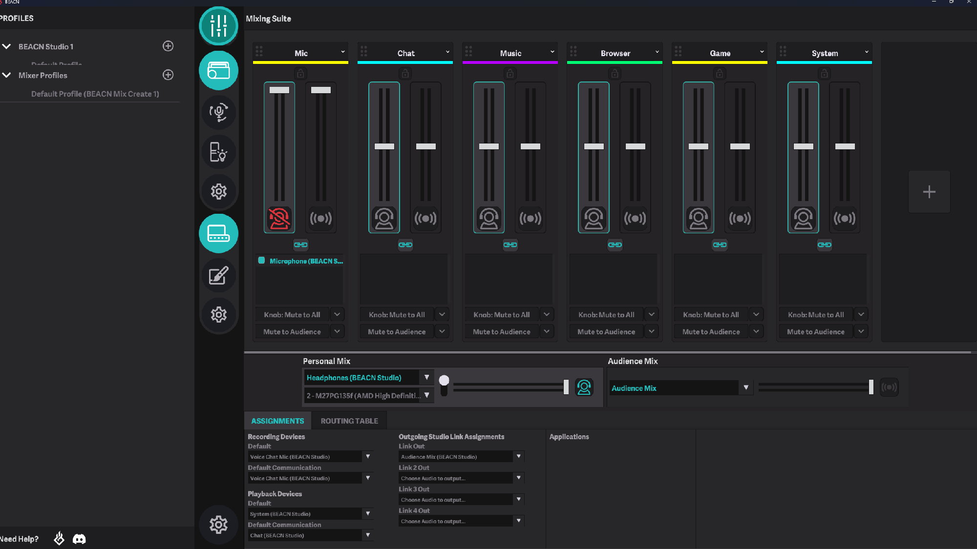 תוכנת Beacn Studio פועלת על מחשב.