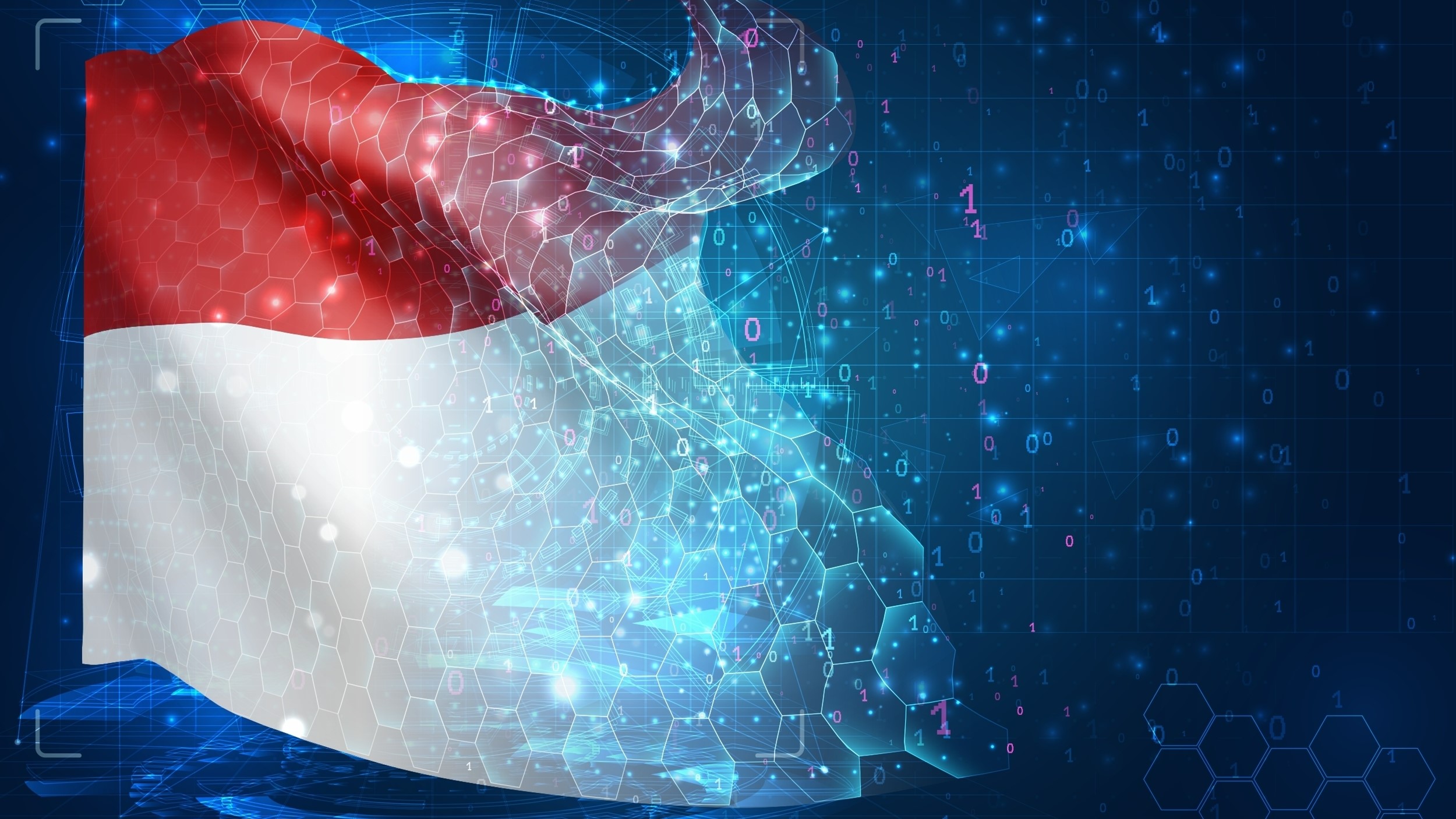 דגל אינדונזיה על רקע מצולע עתידני