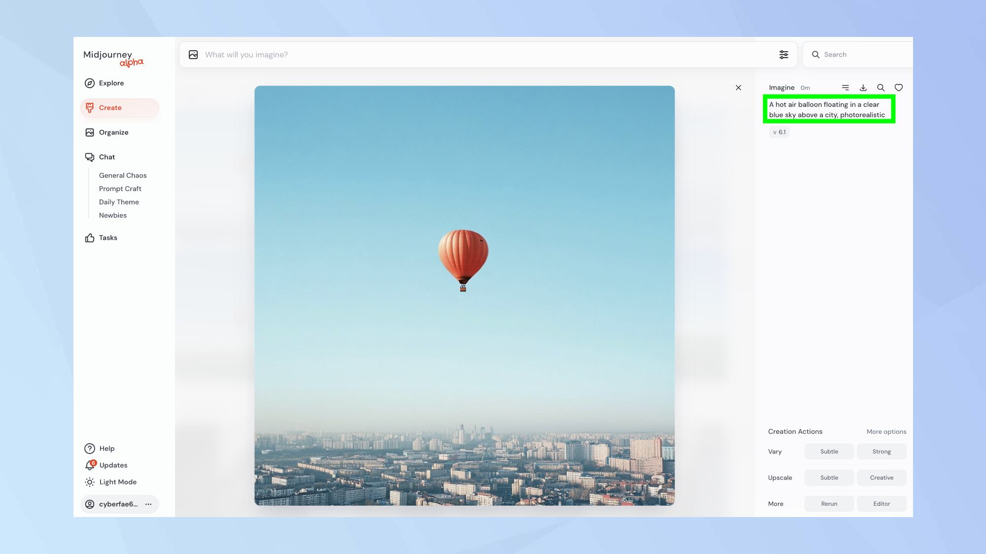 הנחיה של כדור פורח של Midjourney