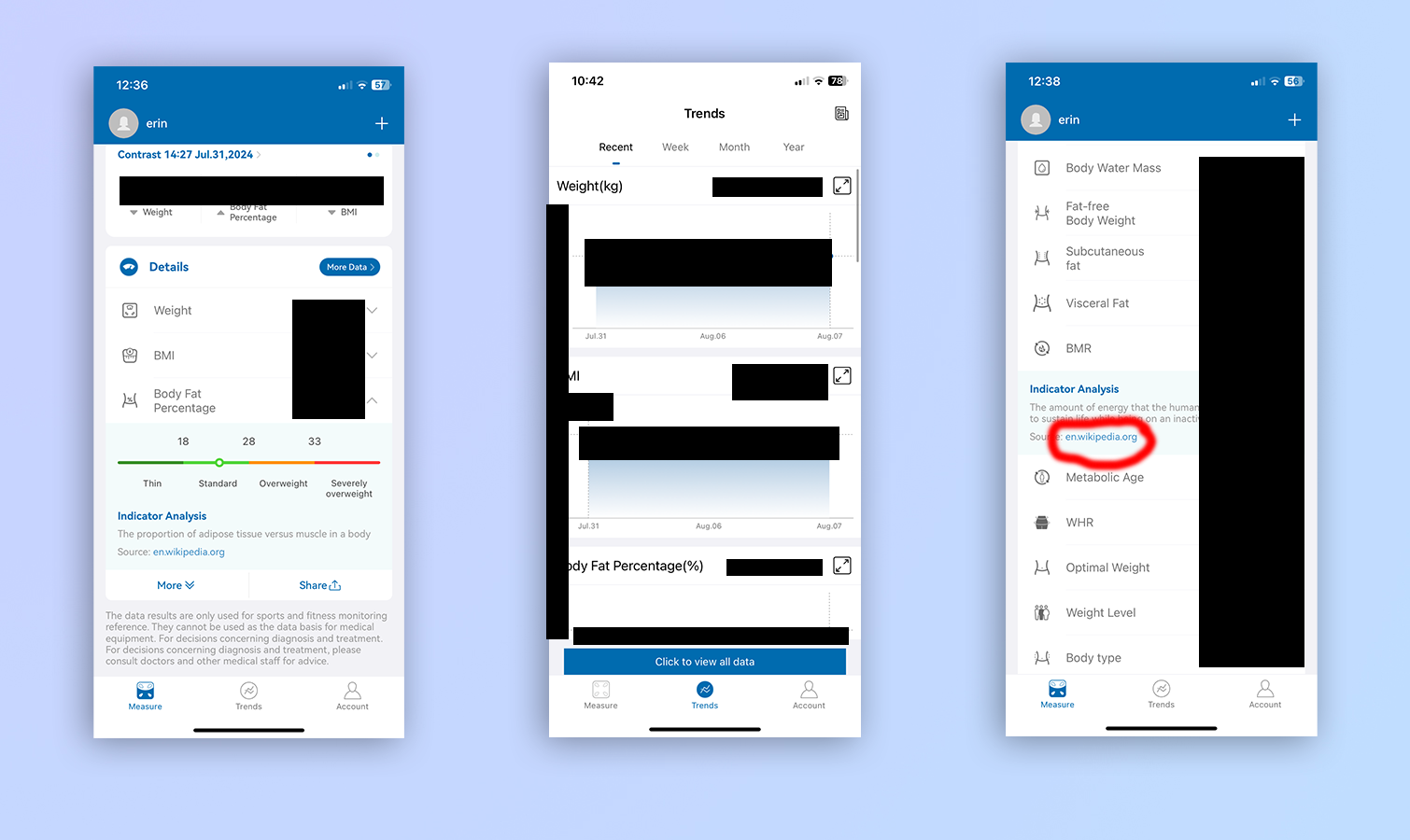 צילום מסך של אפליקציית morphoscan לסולם החכם renpho morphoscan