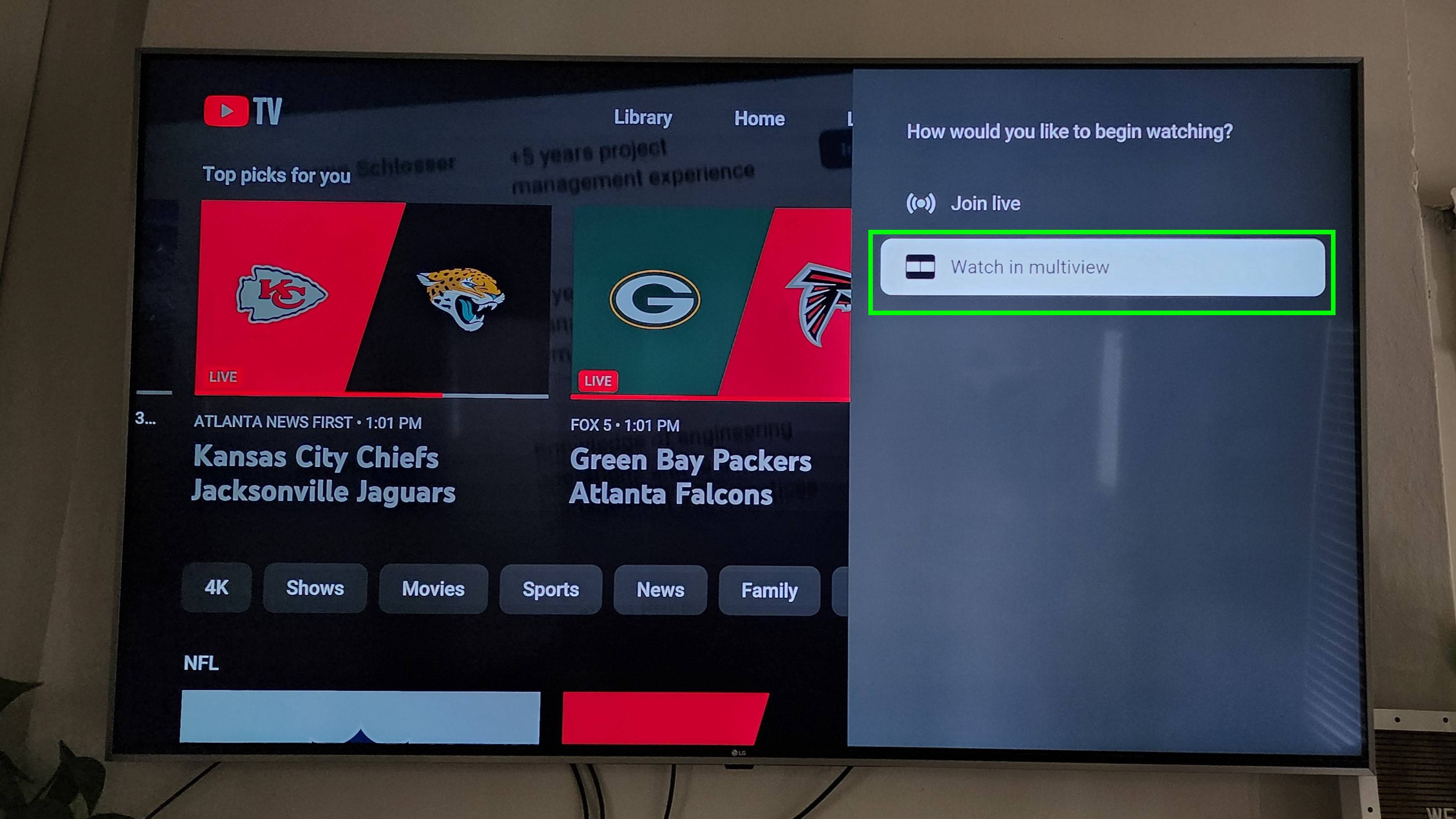 כיצד להשתמש ב-NFL Sunday Ticket multiview