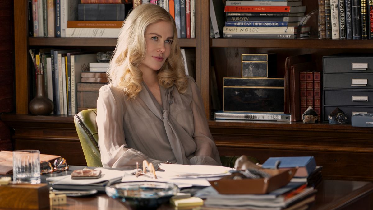 Greer Winbury (Nicole Kidman) sits at her desk in the first episode of Netflix's "The Perfect Couple"