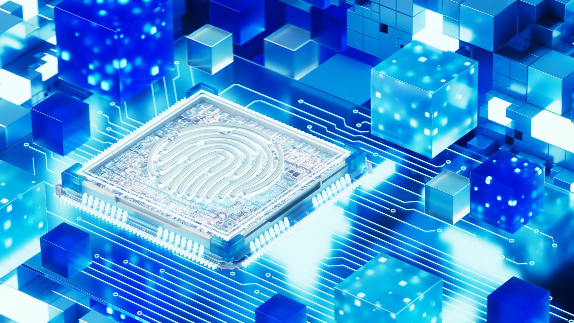 תמונת קונספט דיגיטלית של לוח מעגלים בכחול