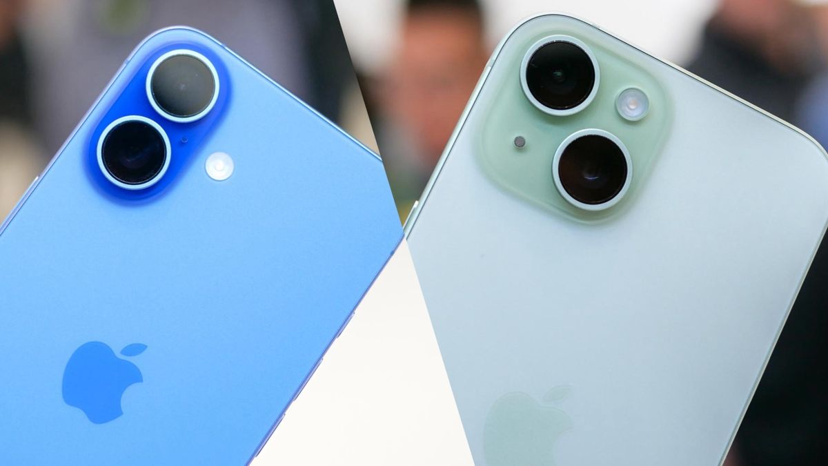 Iphone 16 and iohibe 15 side by side in a comparison shot