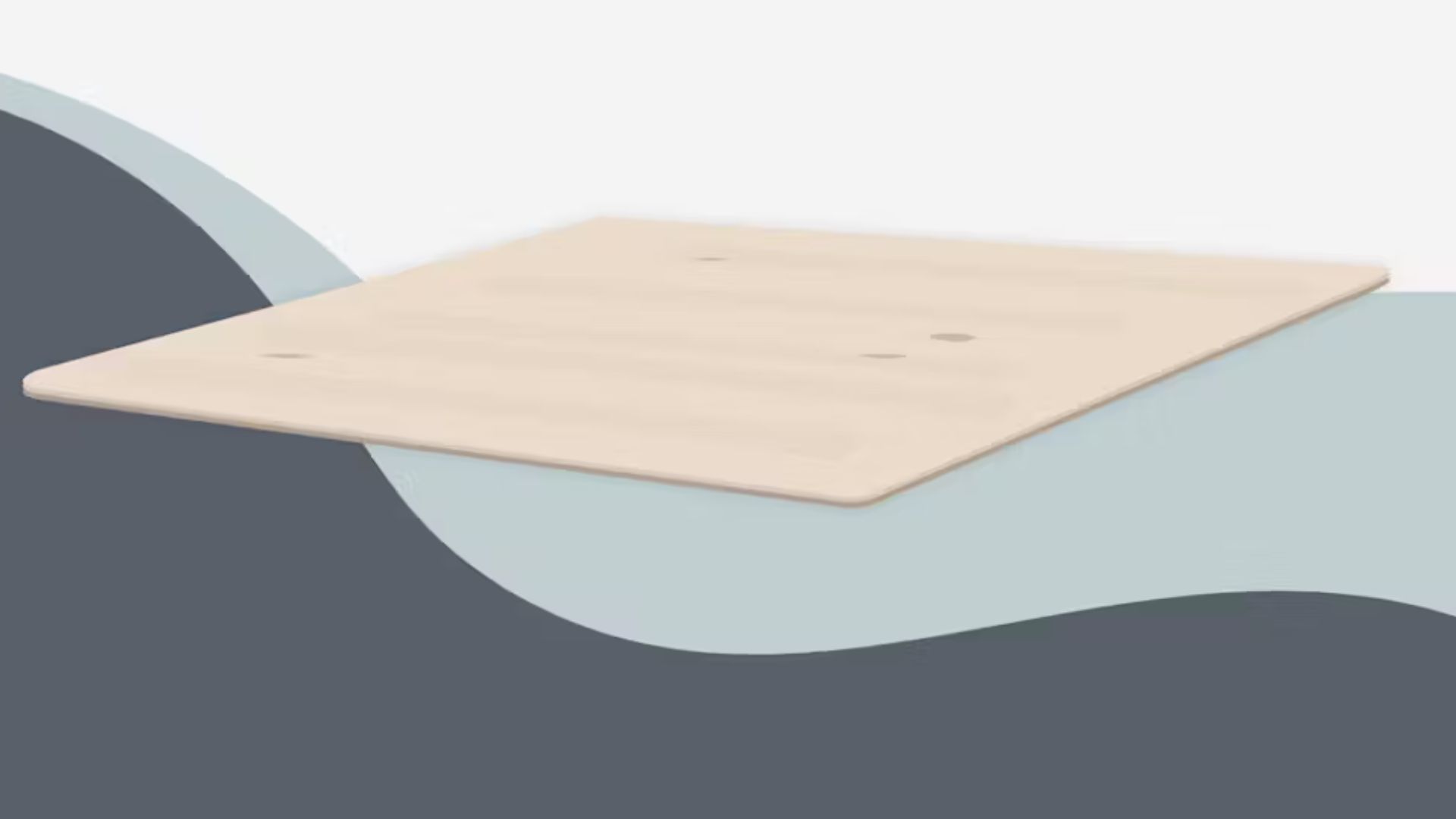 לוח ארנקי עץ בצבע בהיר המוצב על רקע אפור, לבן וכחול