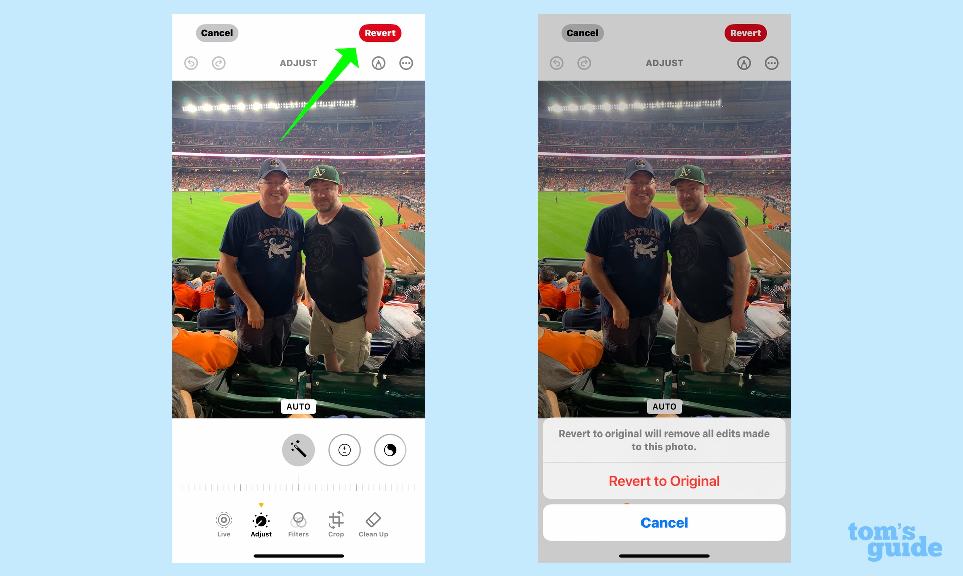 הקש על חזור ולאחר מכן אשר כדי לבטל עריכות