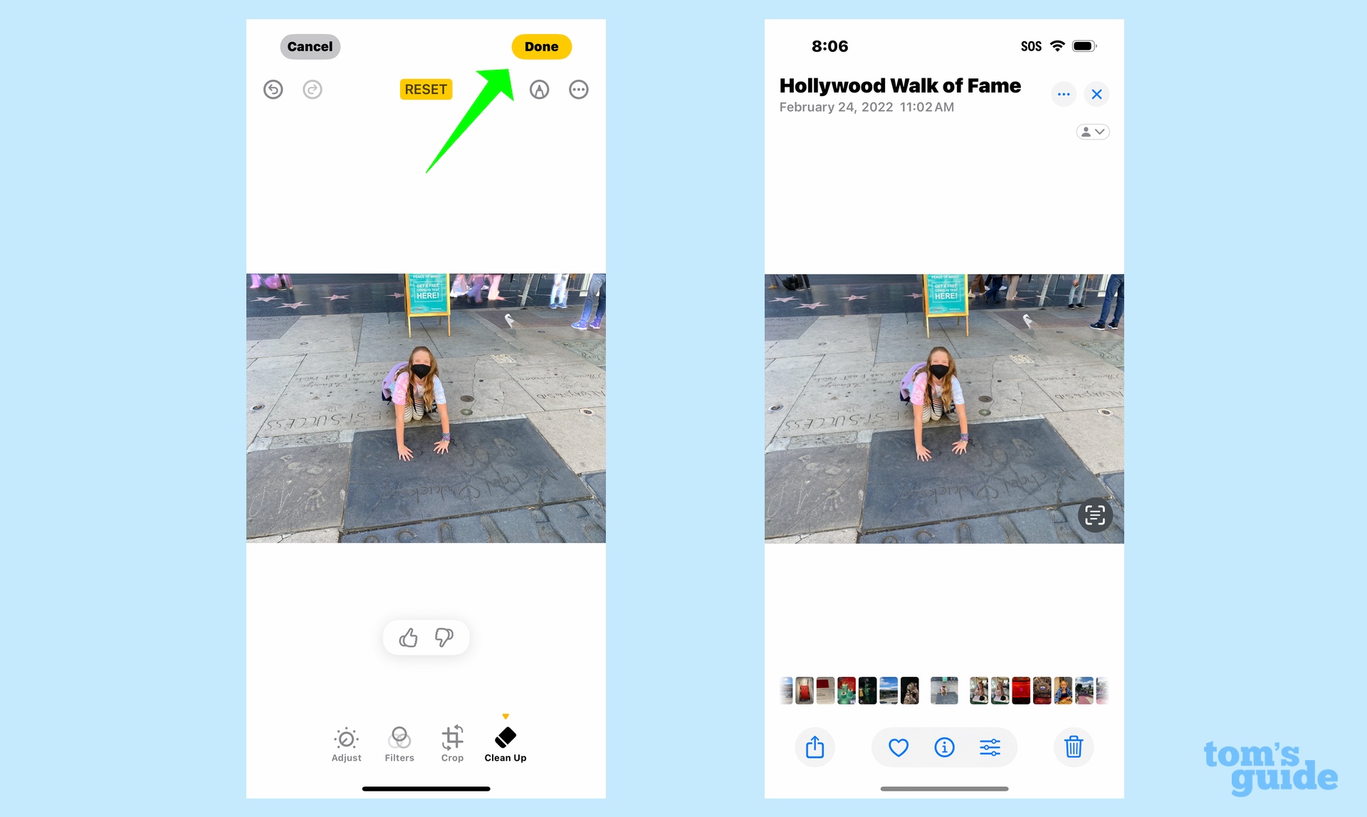 הקש על איפוס כדי לבטל שינויים או על בוצע אם אתה מעדיף את גרסת הניקוי