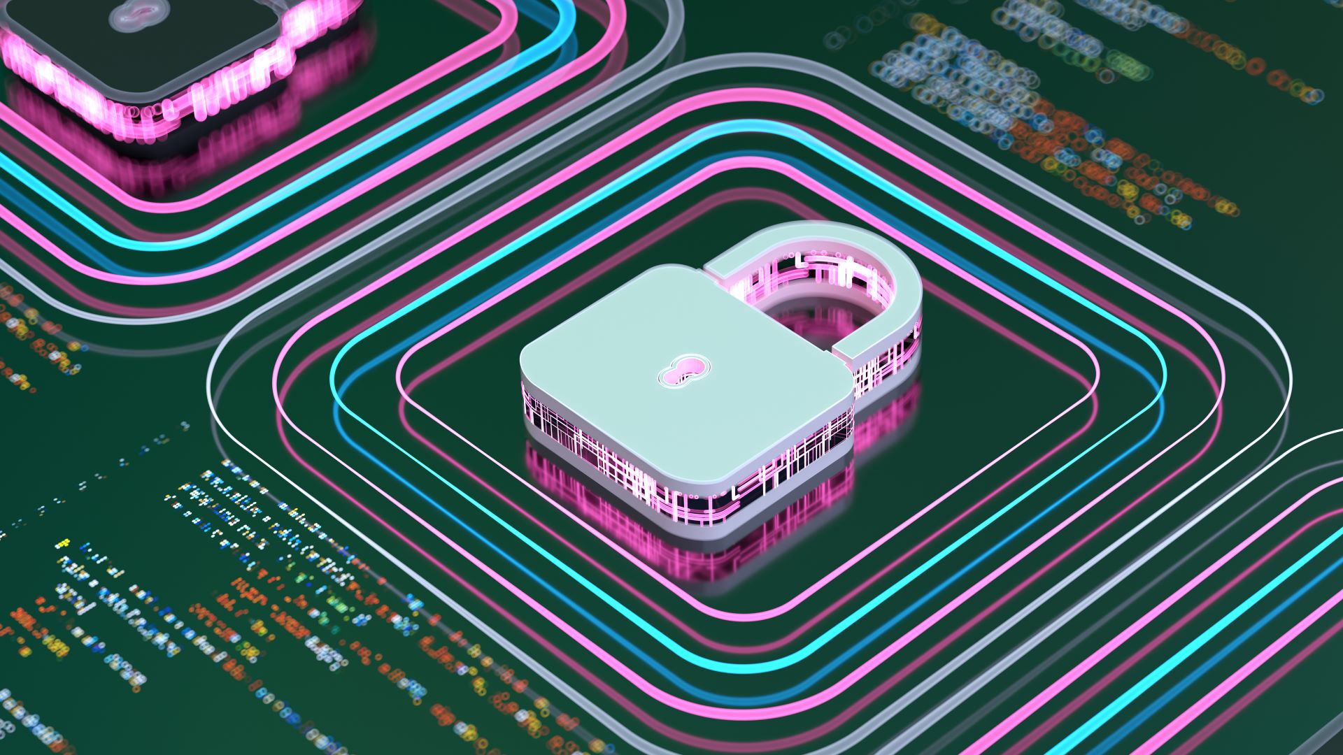 תמונה דיגיטלית של מנעול המתאר אבטחה דיגיטלית