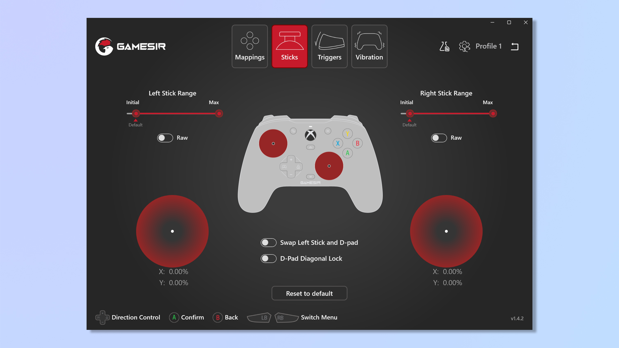 צילום מסך של האפליקציה הנלווית GameSir Nexus עם ה-GameSir G7 SE