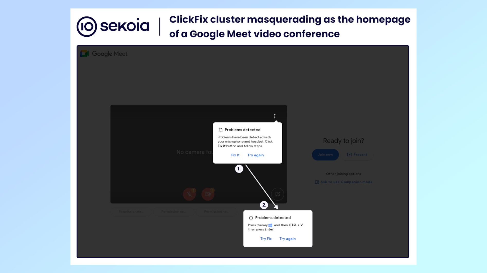 דף נחיתה מזויף של Google Meet המשמש בקמפיין פריצה של ClickFix