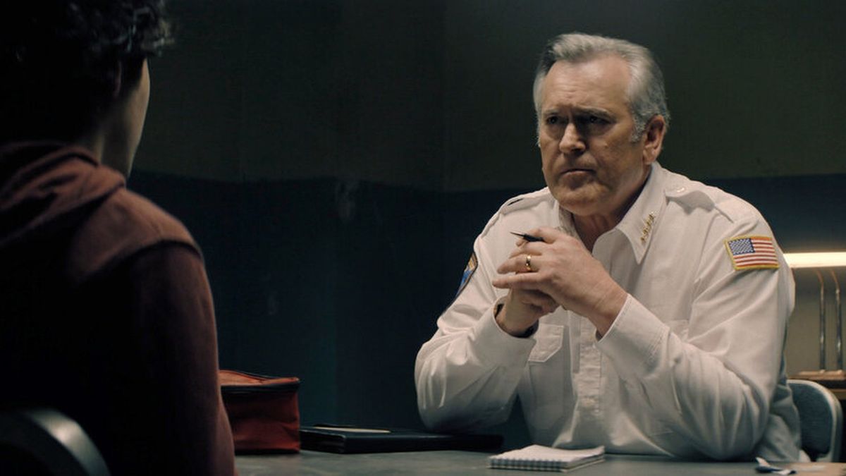 Bruce Campbell as Chief Dandridge in "Hysteria!"