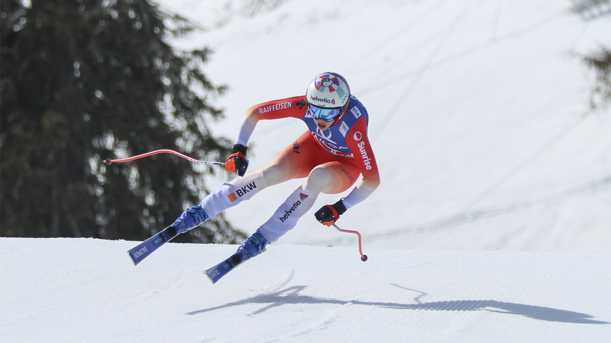 Saalbach-Hinterglemm, AUSTRIA - MARCH 23: Michelle Gisin of Switzerland during the Audi FIS Alpine Ski World Cup Finals - Womens Downhill on March 23, 2024 in Saalbach-Hinterglemm, Austria.