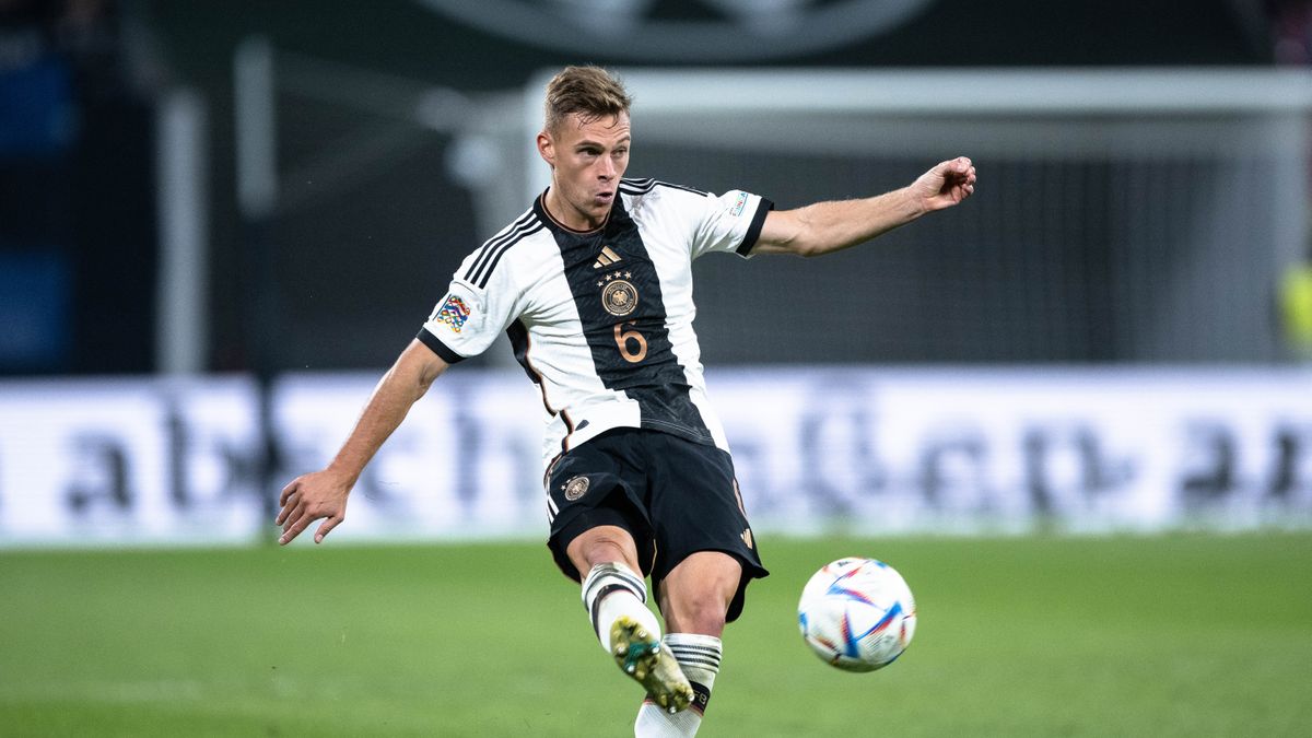 Joshua Kimmich of Germany controls the ball ahead of the Germany vs Netherlands live stream