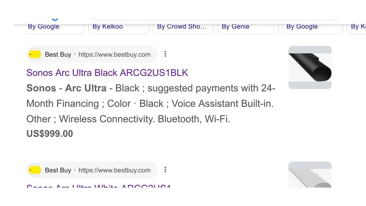 מידע דלף מרשימת Sonos Arc Ultra של Best Buy