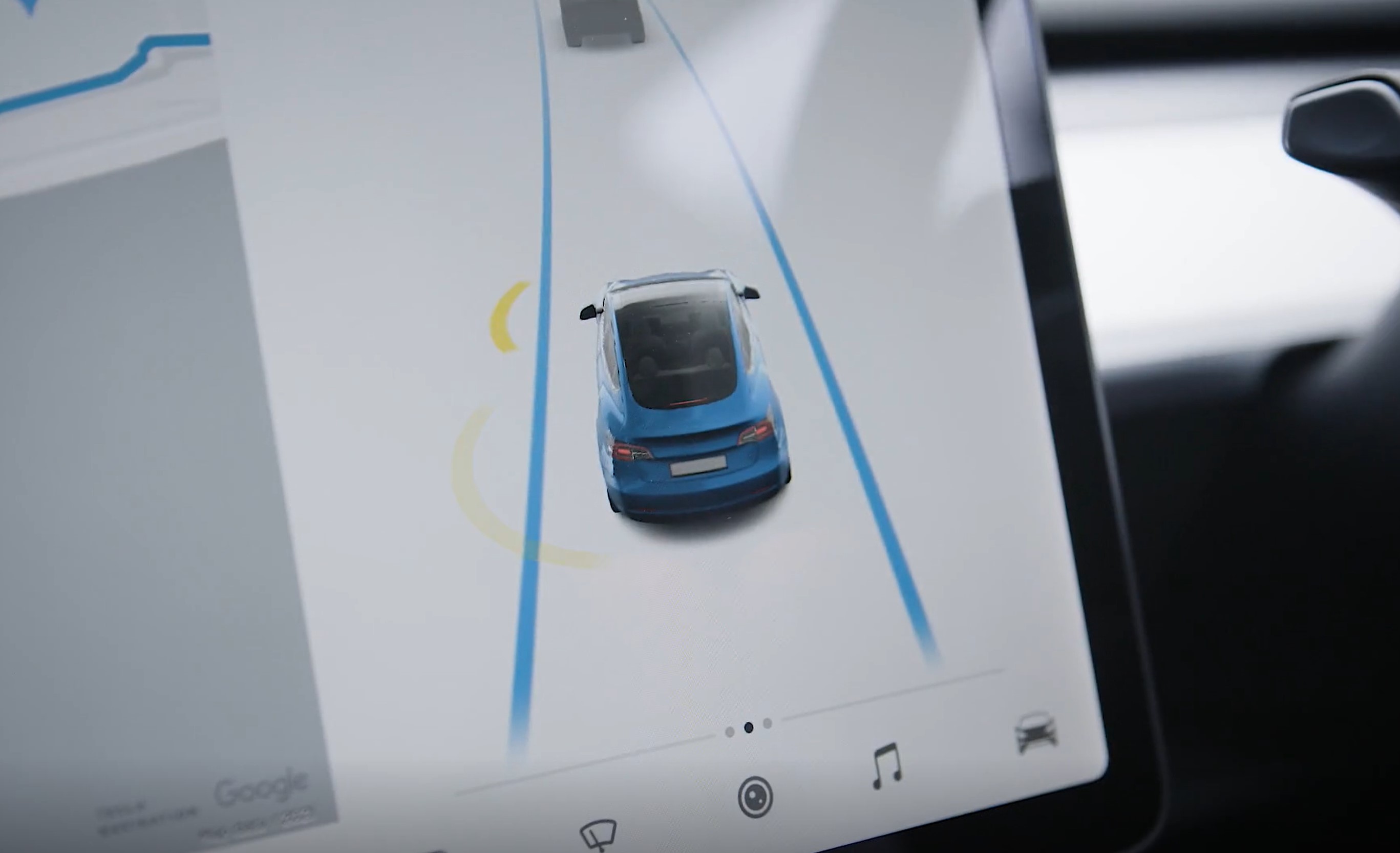 מסך טייס אוטומטי של טסלה דגם 3