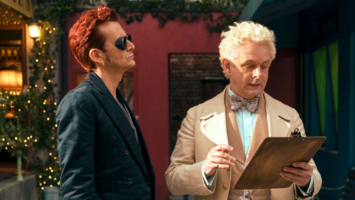 David Tennant as Crowley and Michael Sheen as Aziraphale in Good Omens season 2