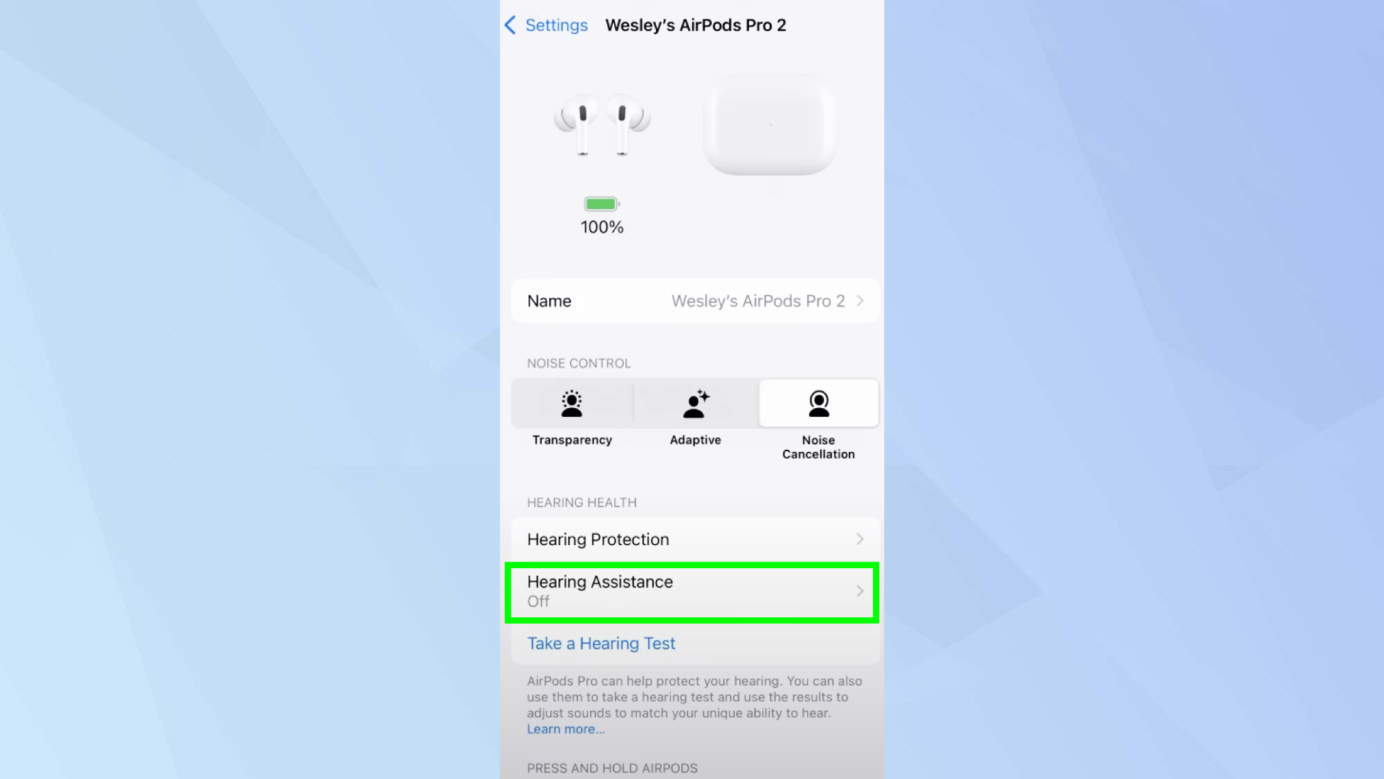 סיוע השמיעה של אפל מודגש