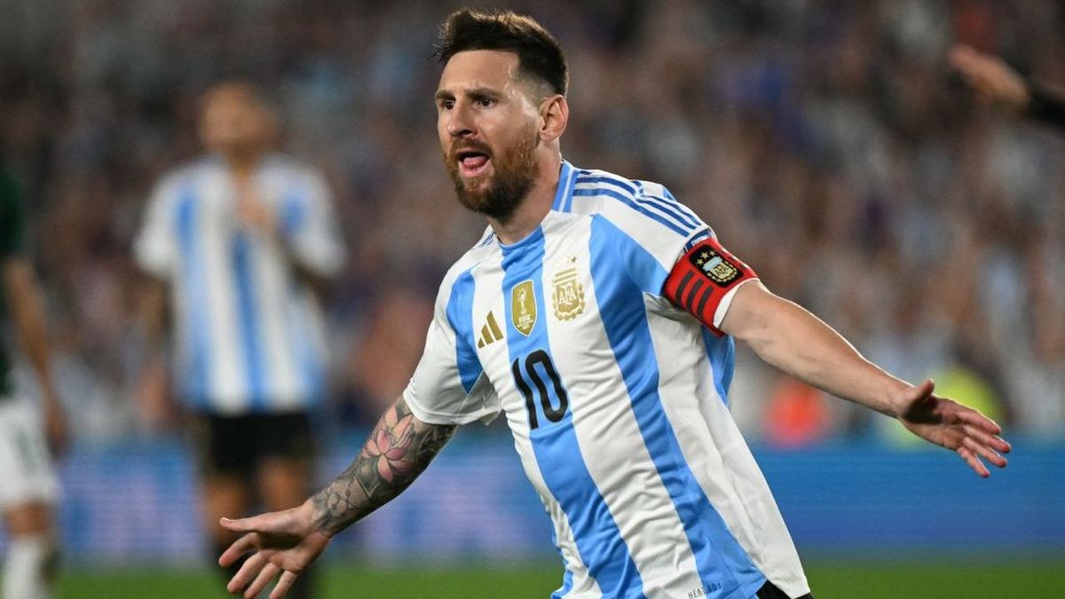 Lionel Messi celebrates after scoring during the 2026 FIFA World Cup South American qualifiers football match between Argentina and Bolivia ahead of the Paraguay vs Argentina 2026 World Cup qualifier