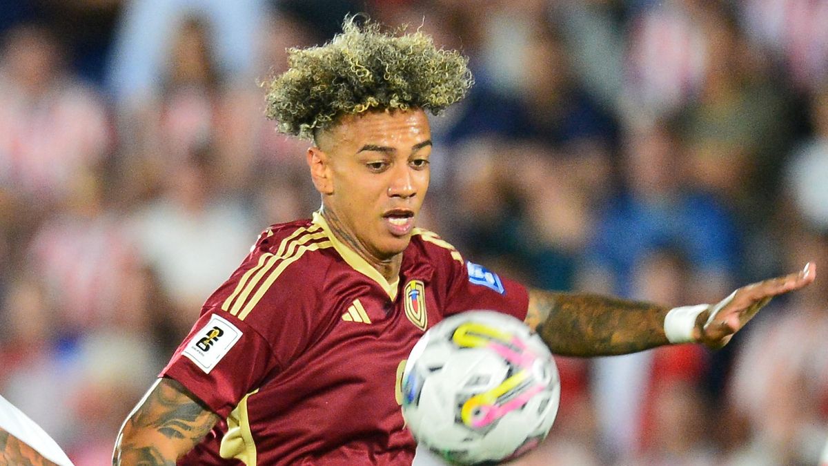 Venezuela's forward #09 Jhonder Cadiz fights for the ball going into the Chile vs Venezuela live stream: How to watch 2026 World Cup qualifier online from anywhere