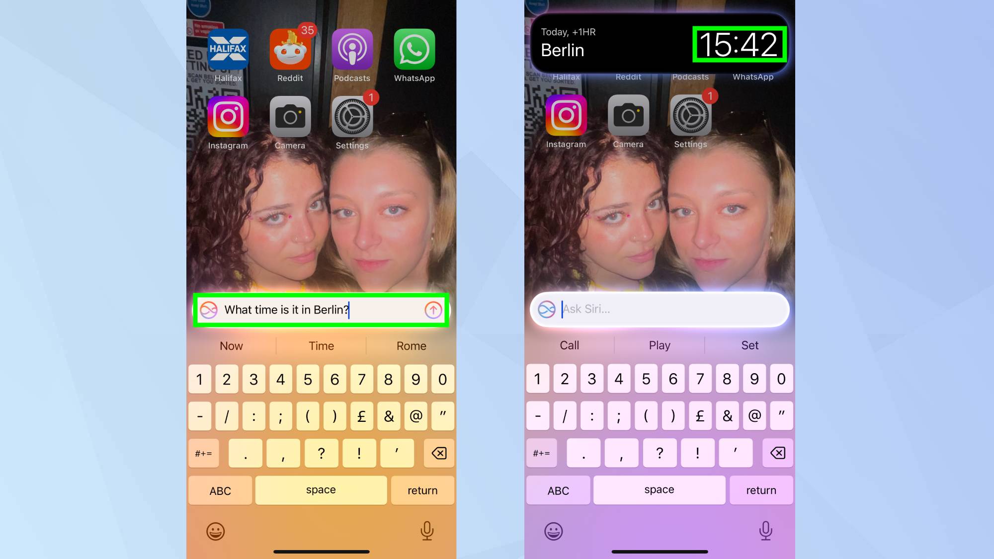 הקלד לפקודת זמן siri