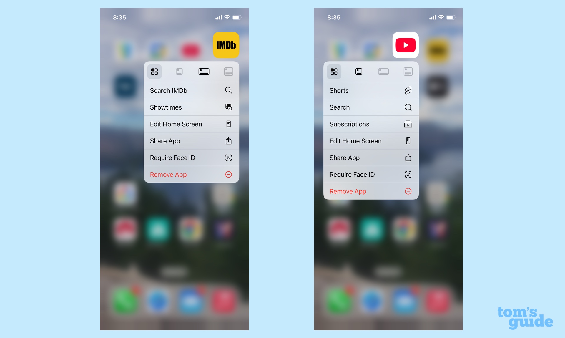 אפליקציות של צד שלישי עם תפריט שינוי גודל ווידג'ט