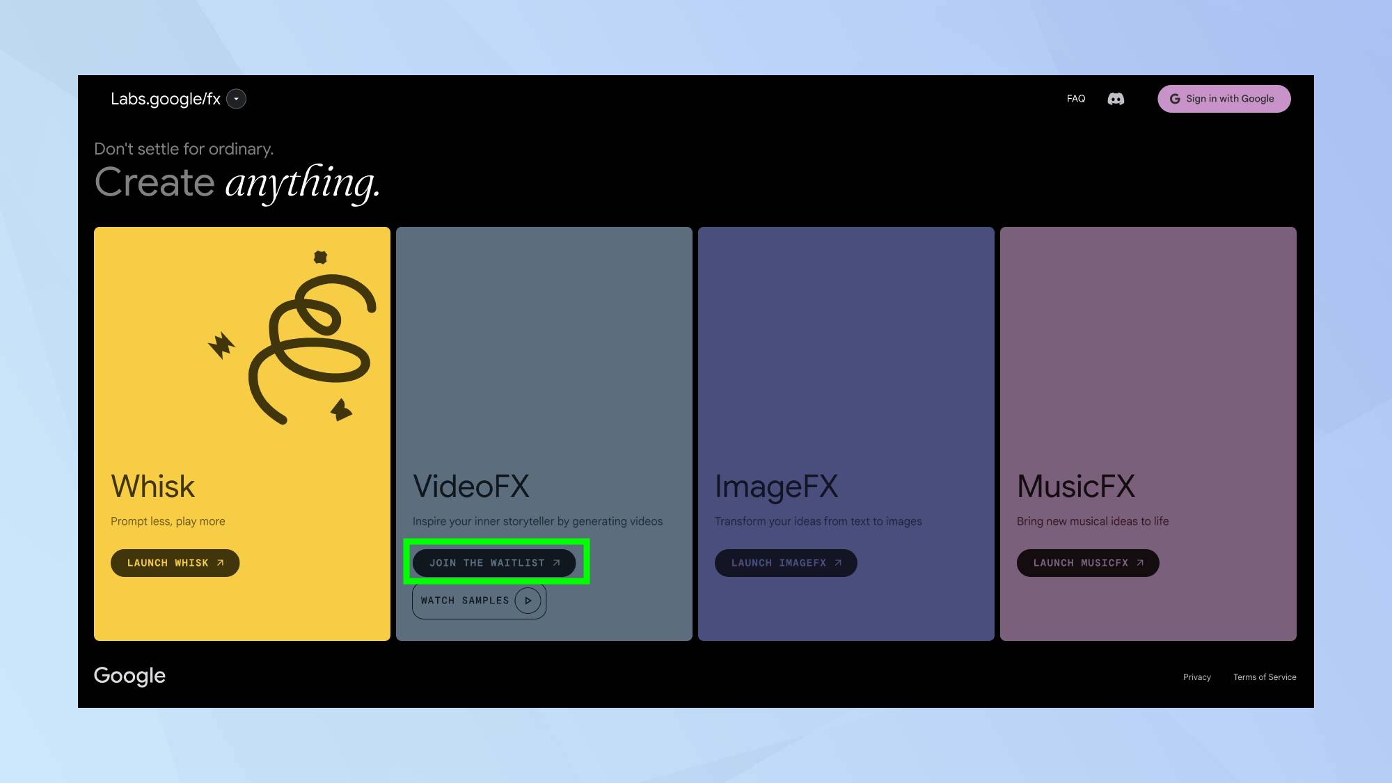VideoFX הצטרף לרשימת ההמתנה המודגשת ב-Google Labs