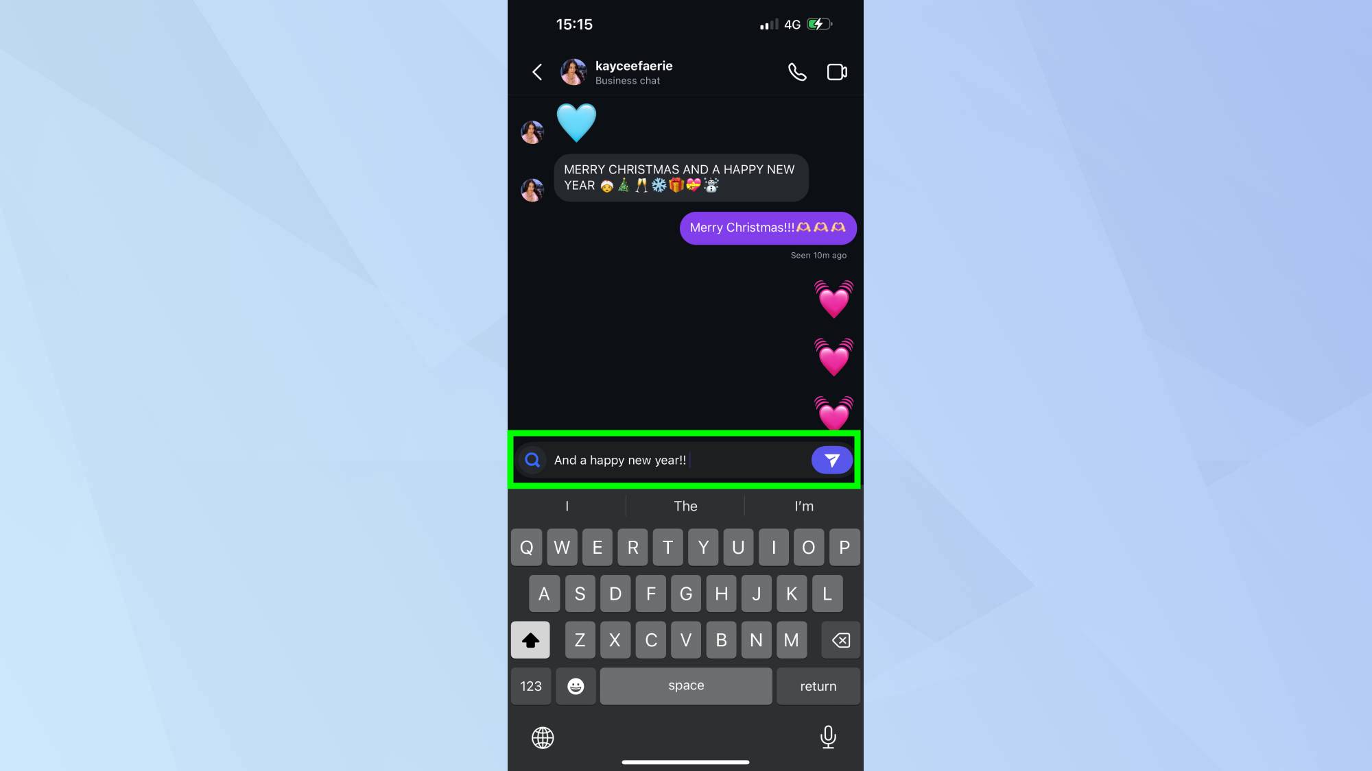 הודעה מודגשת ב-DM של אינסטגרם