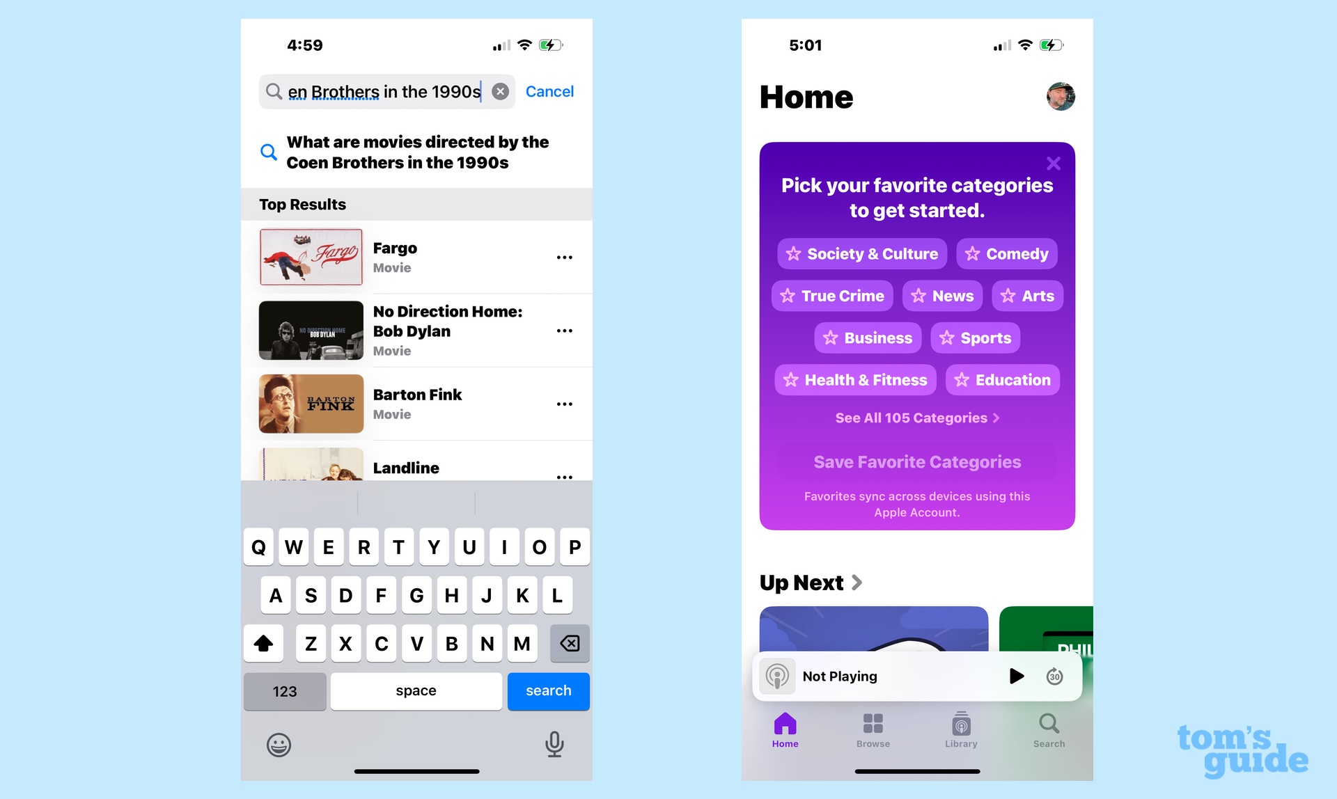כלי חיפוש חדשים באפליקציית טלוויזיה ומועדפים חדשים באפליקציית Podcasts ב-iOS 18.2