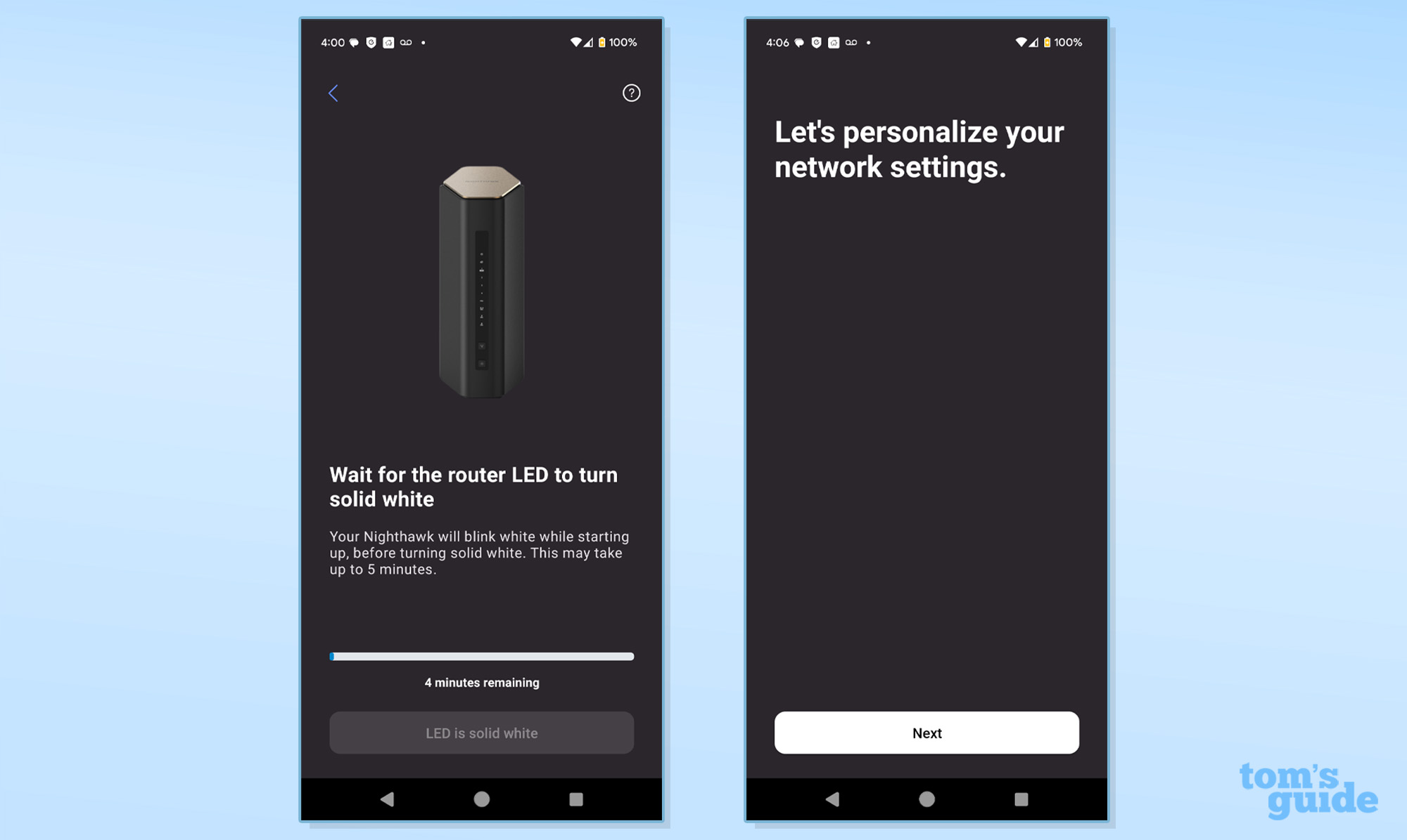 צילום מסך של אפליקציית Netgear Nighthawk RS600