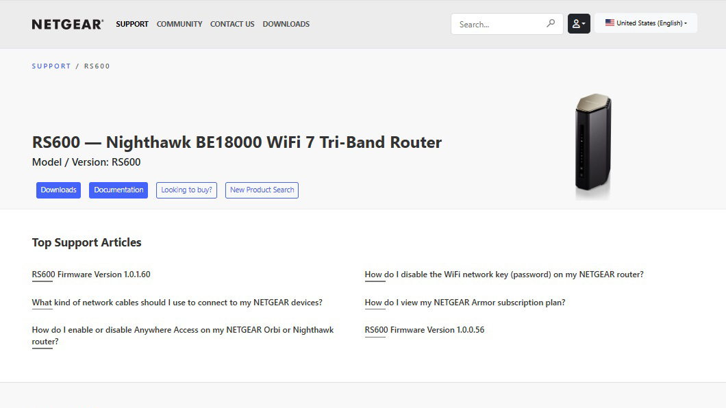 צילום מסך של אפליקציית Netgear Nighthawk RS600