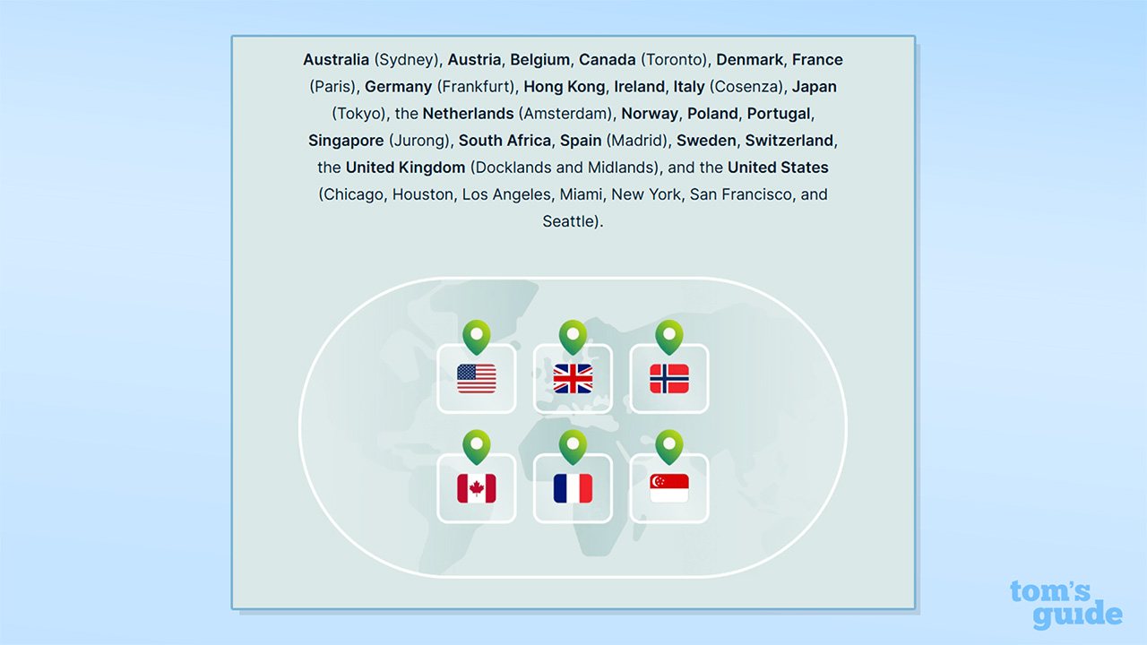 צילום מסך של מיקומי IP ייעודיים של ExpressVPN