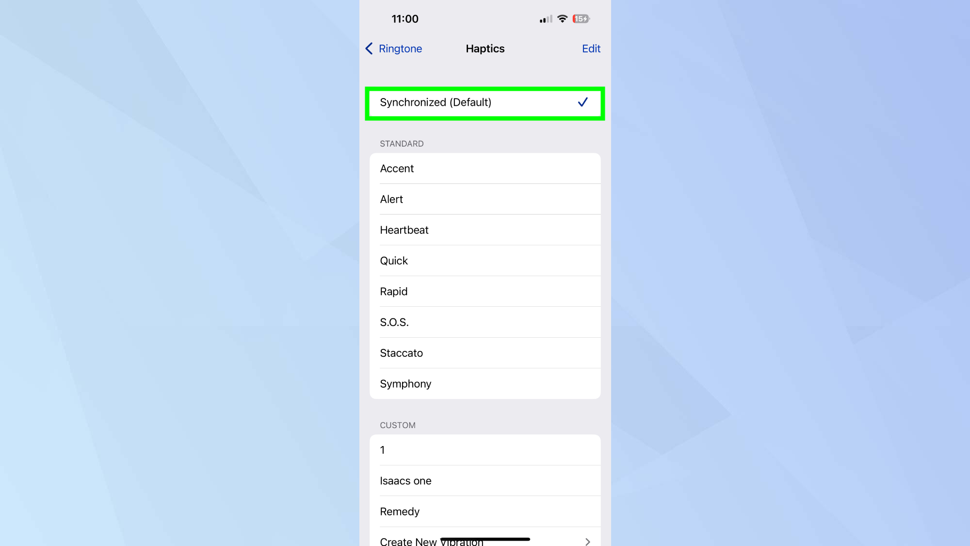 רטט מופעל בהגדרות