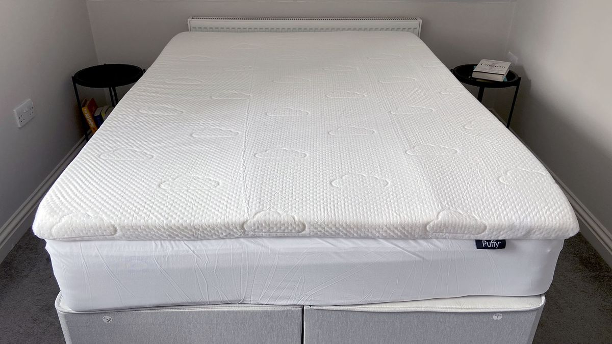 Puffy Deluxe Mattress Topper on a mattress in reviewer's bedroom