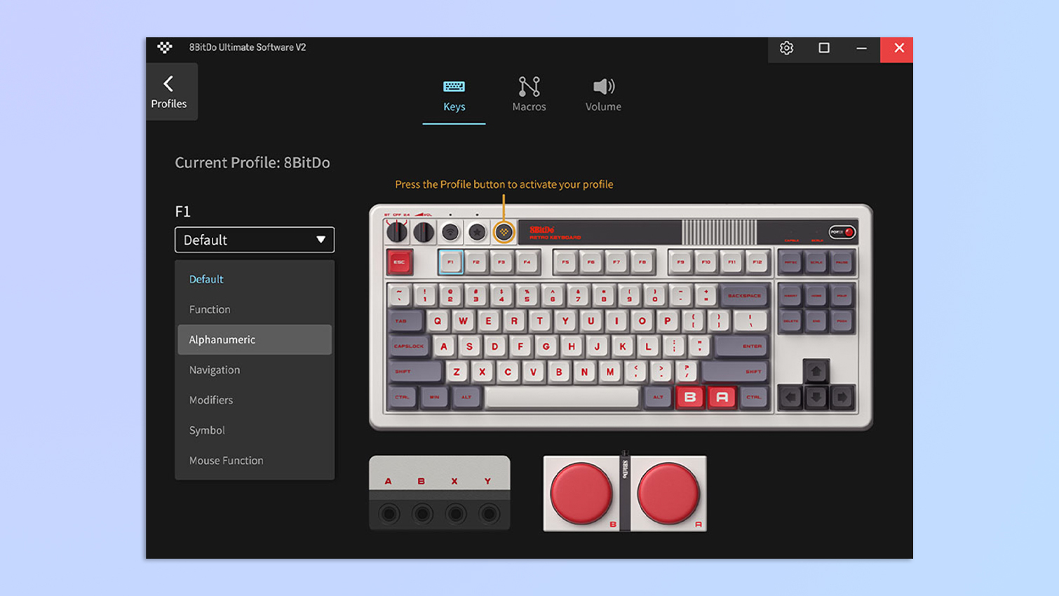 צילום מסך של תוכנת V2 של תוכנת ultimate ultimate 8bitdo