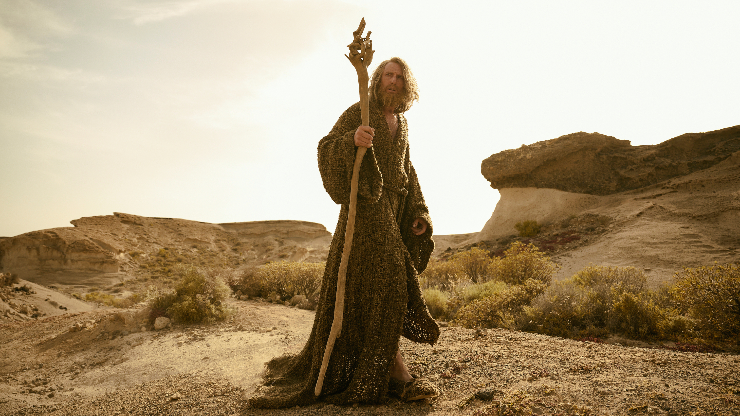 גנדלף (דניאל וויימן) מחזיק את צוותו 