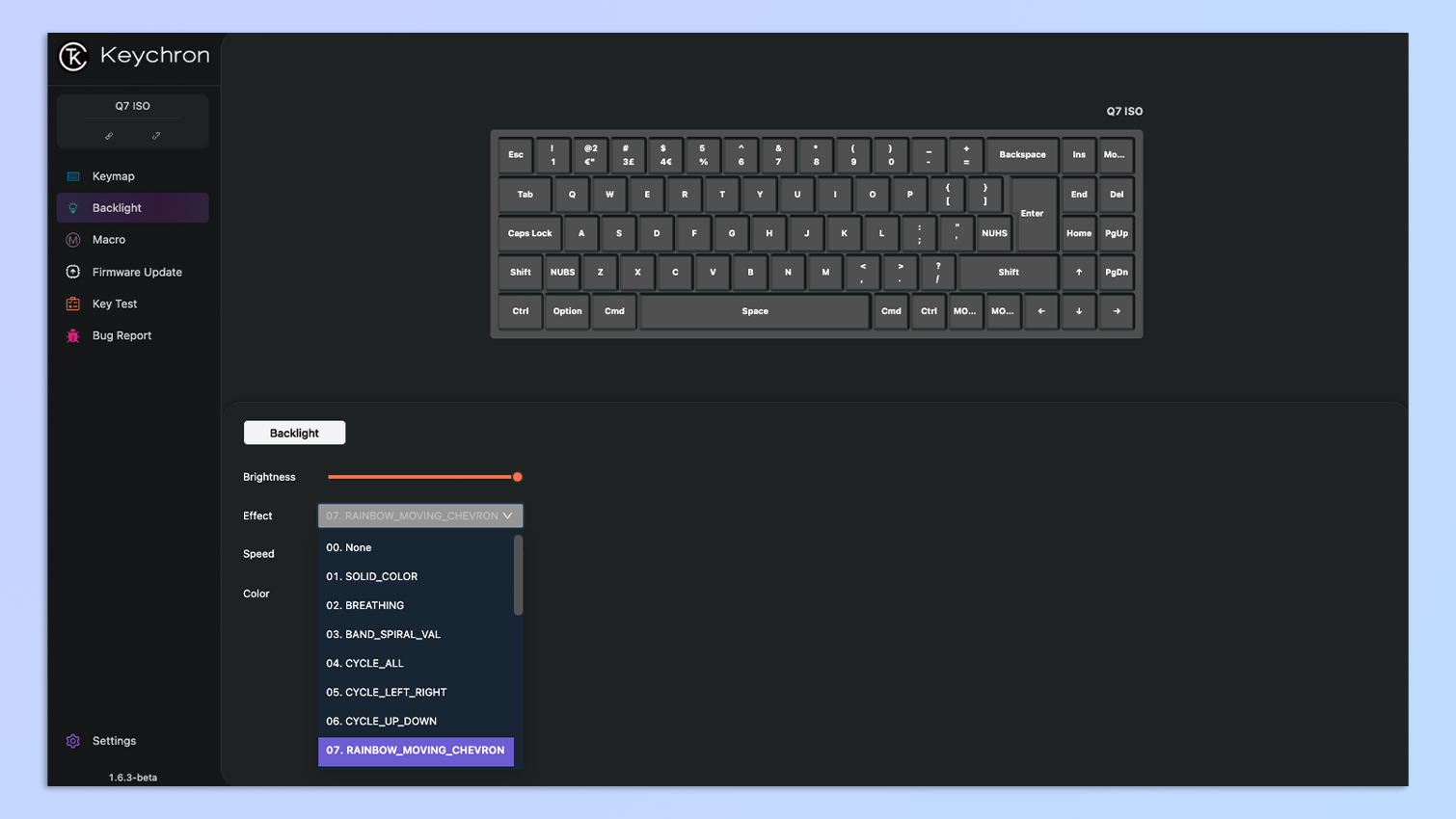 צילום מסך של משגר Keychron