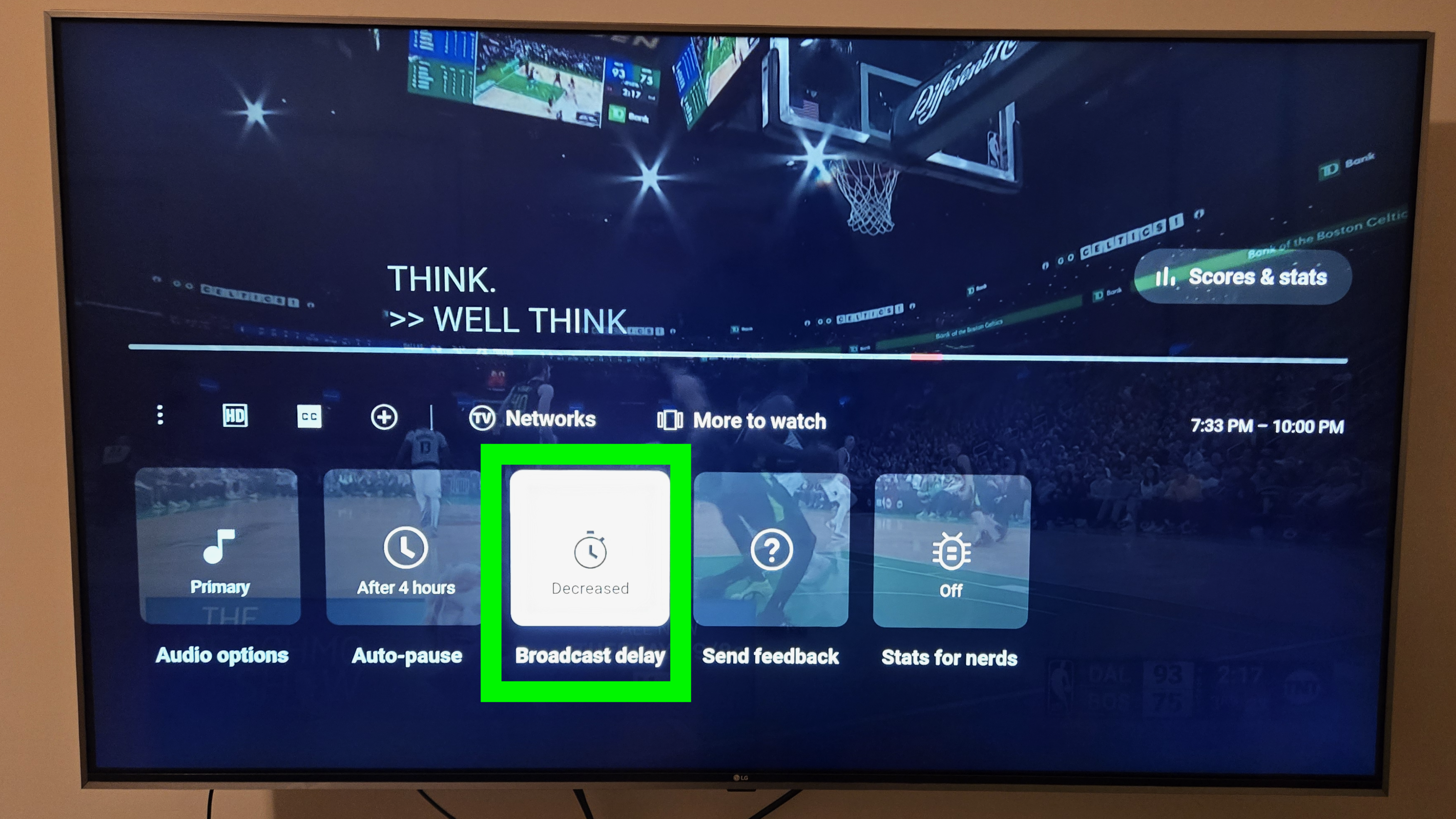 כיצד לשנות את הגדרת עיכוב השידור של YouTube TV.
