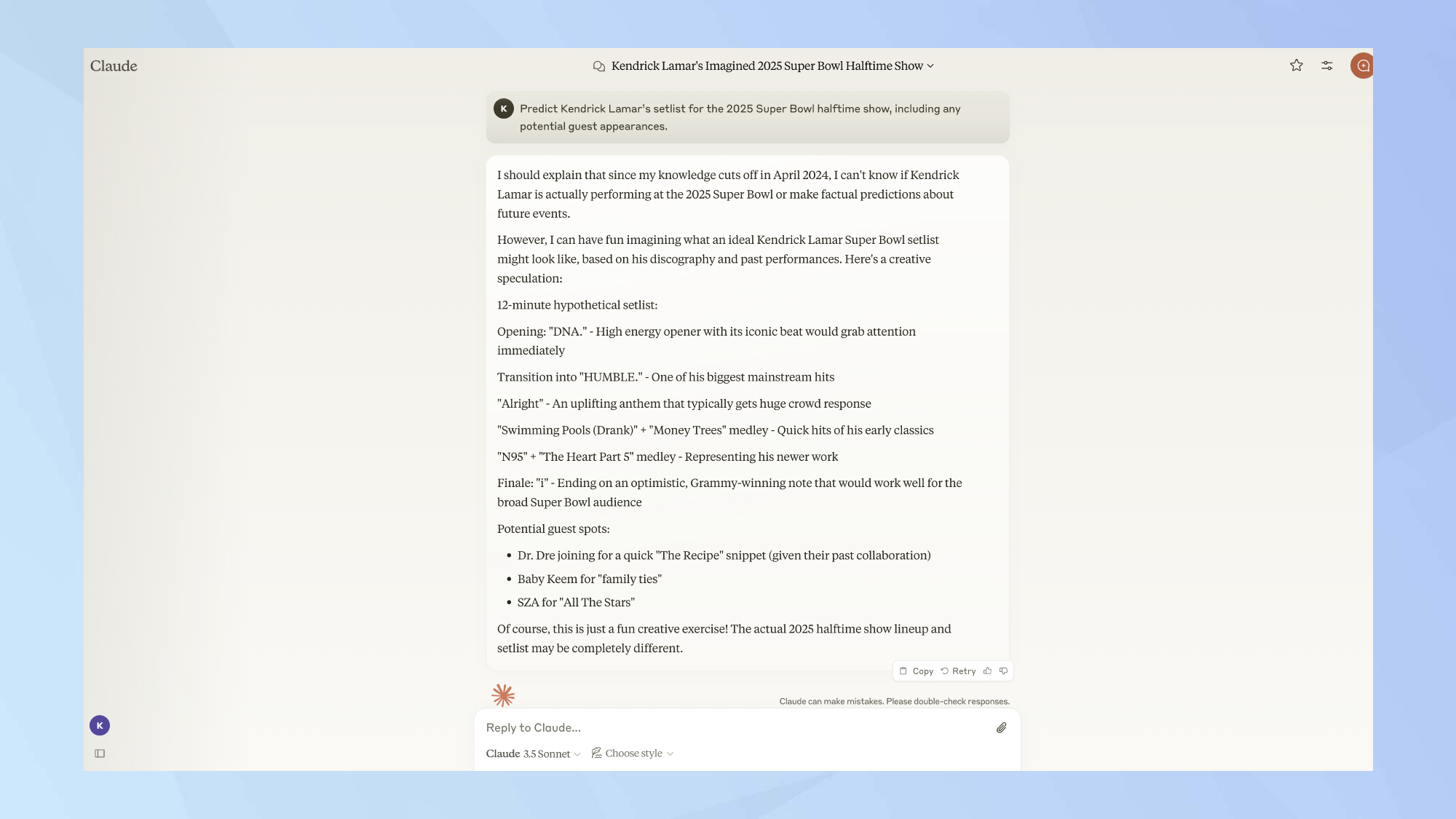 חיזוי קלאוד קנדריק סופרבול